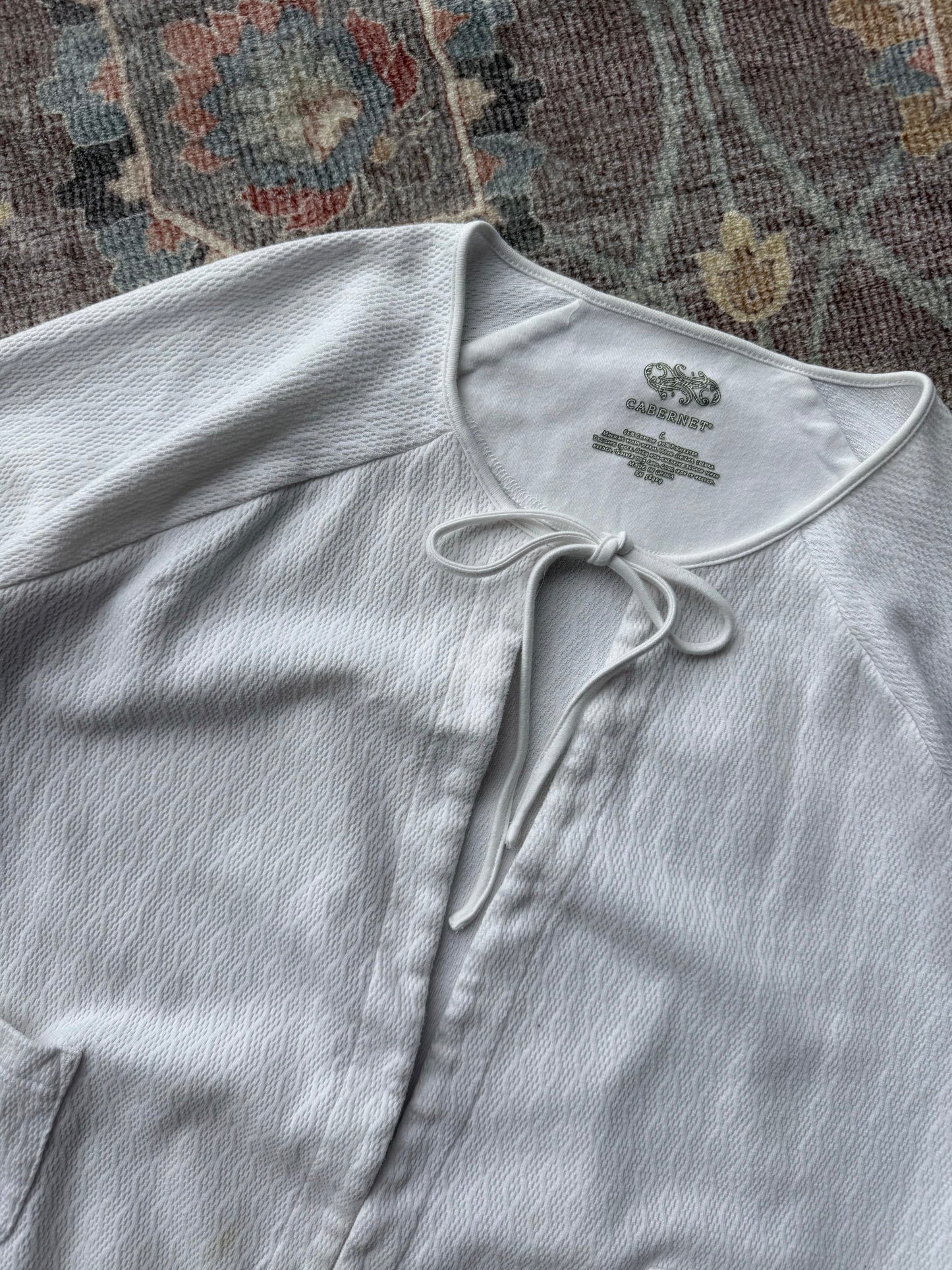 Tie Pointelle Cardigan - L