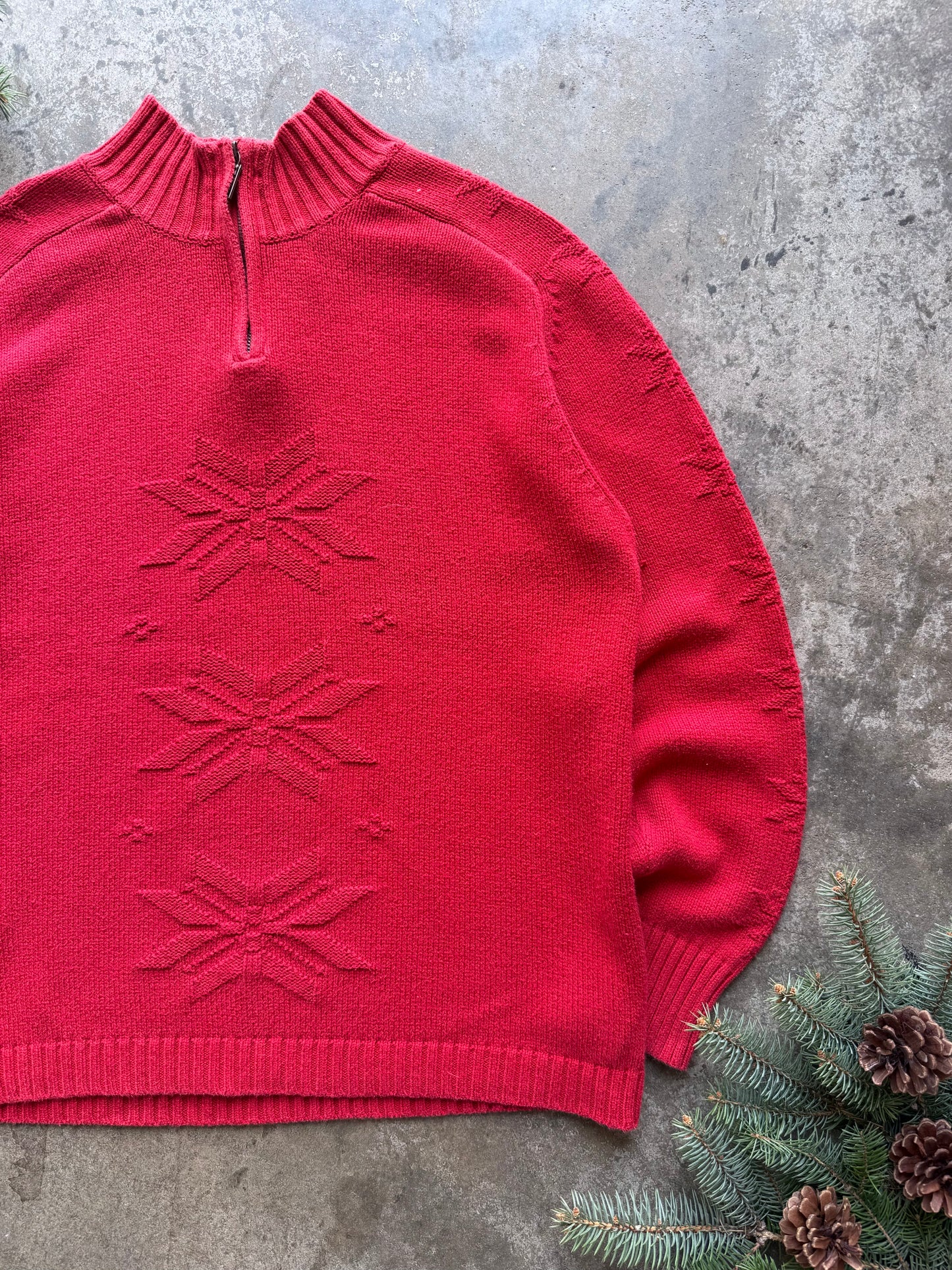 Nordic Snowflake Knit Quarterzip - XL
