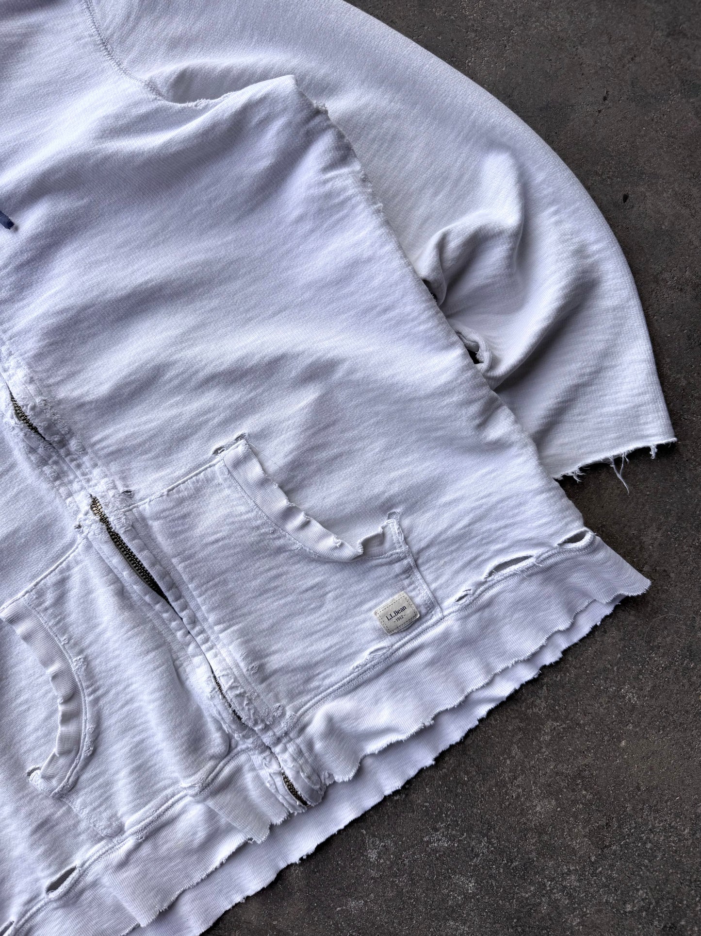 Distressed Zip Up Hoodie - L