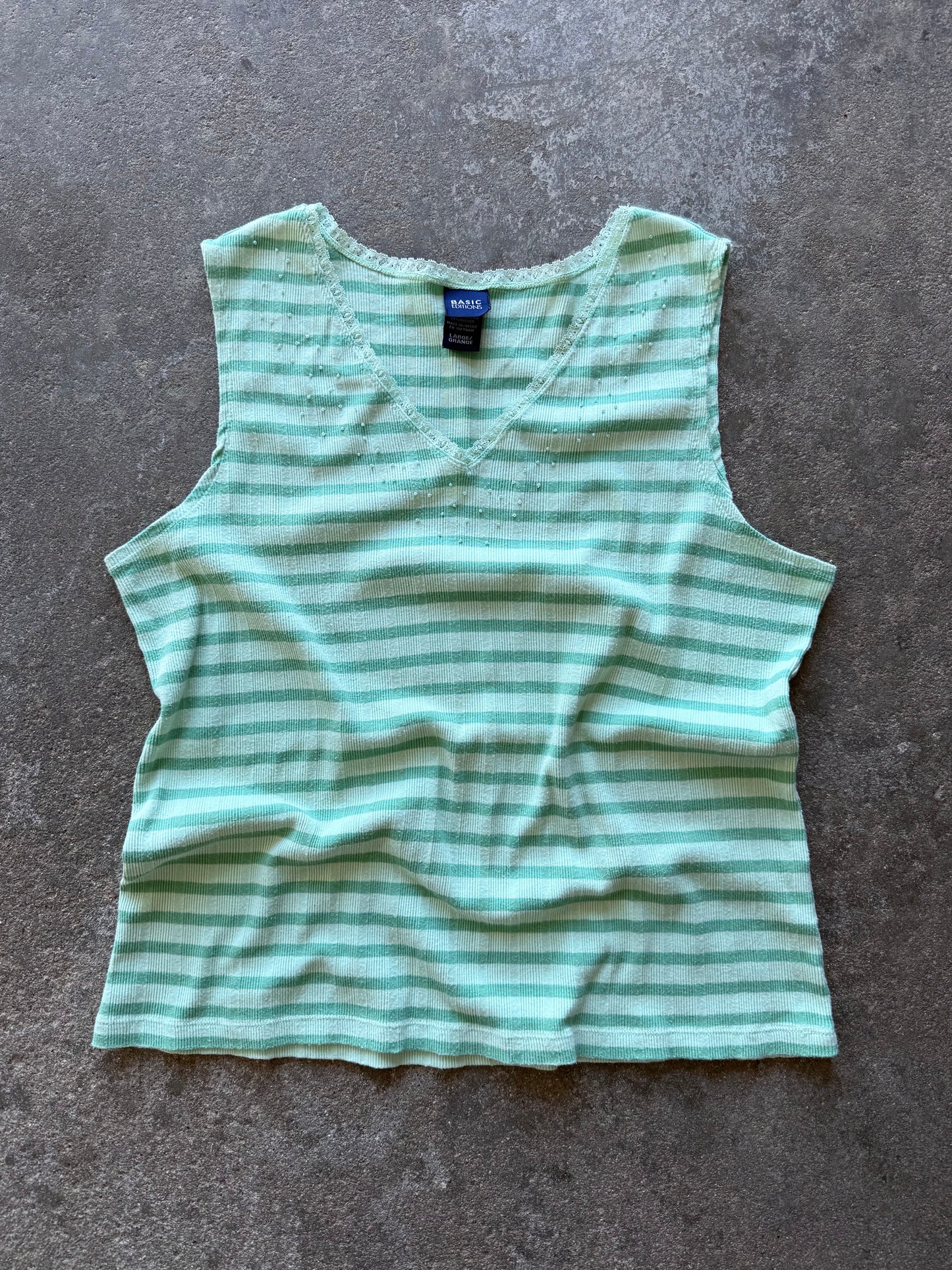 Striped Beaded Tank - L