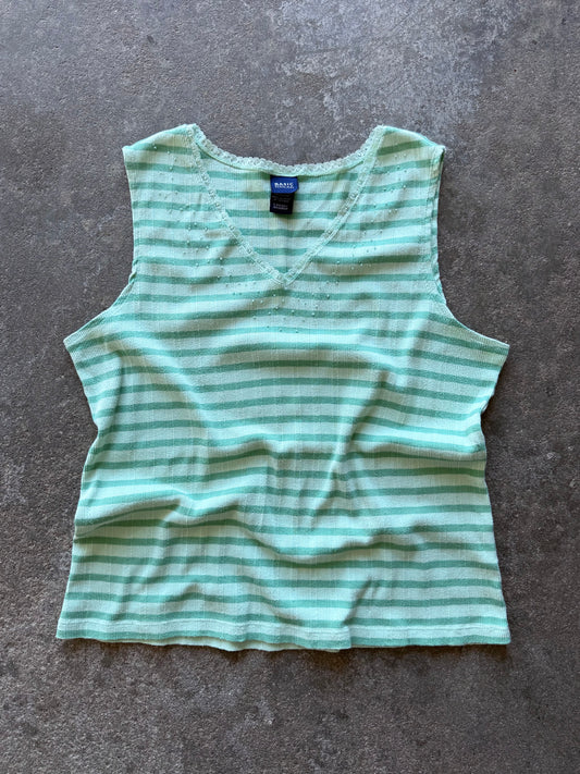 Striped Beaded Tank - L