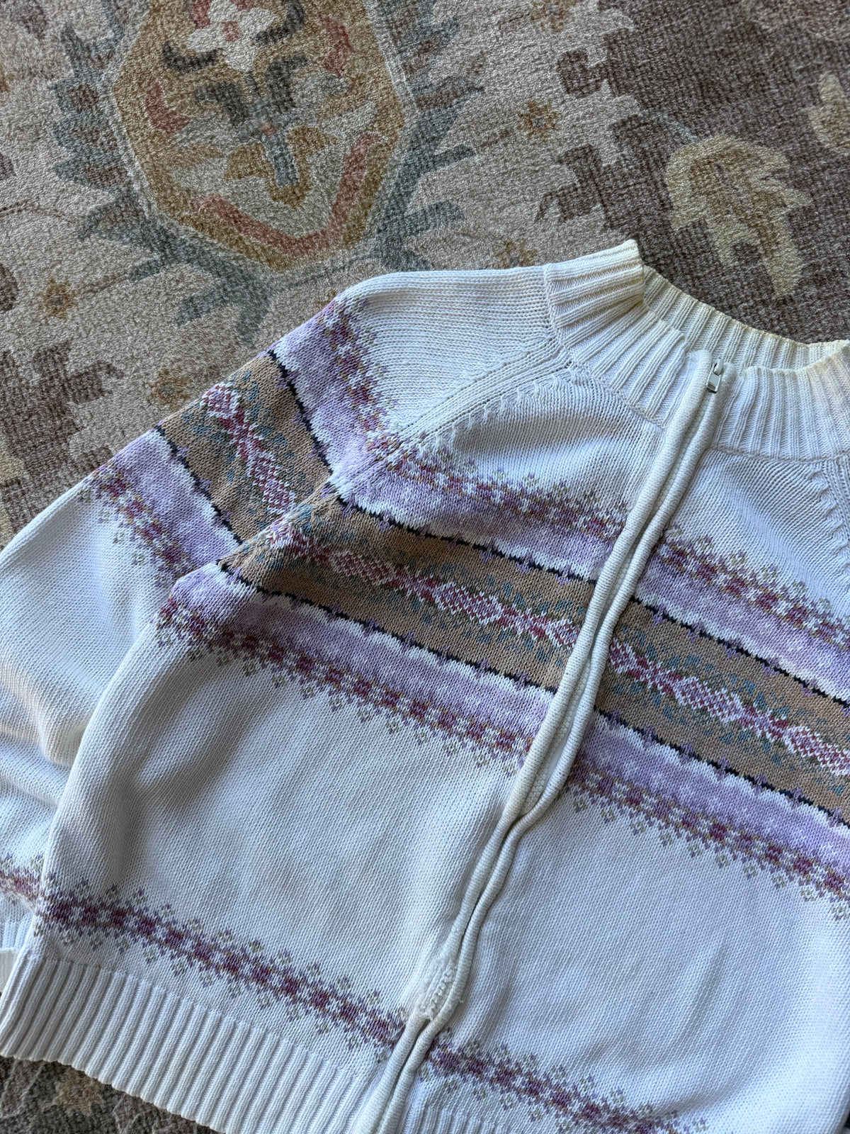 Distressed Fair Isle Cardigan - M