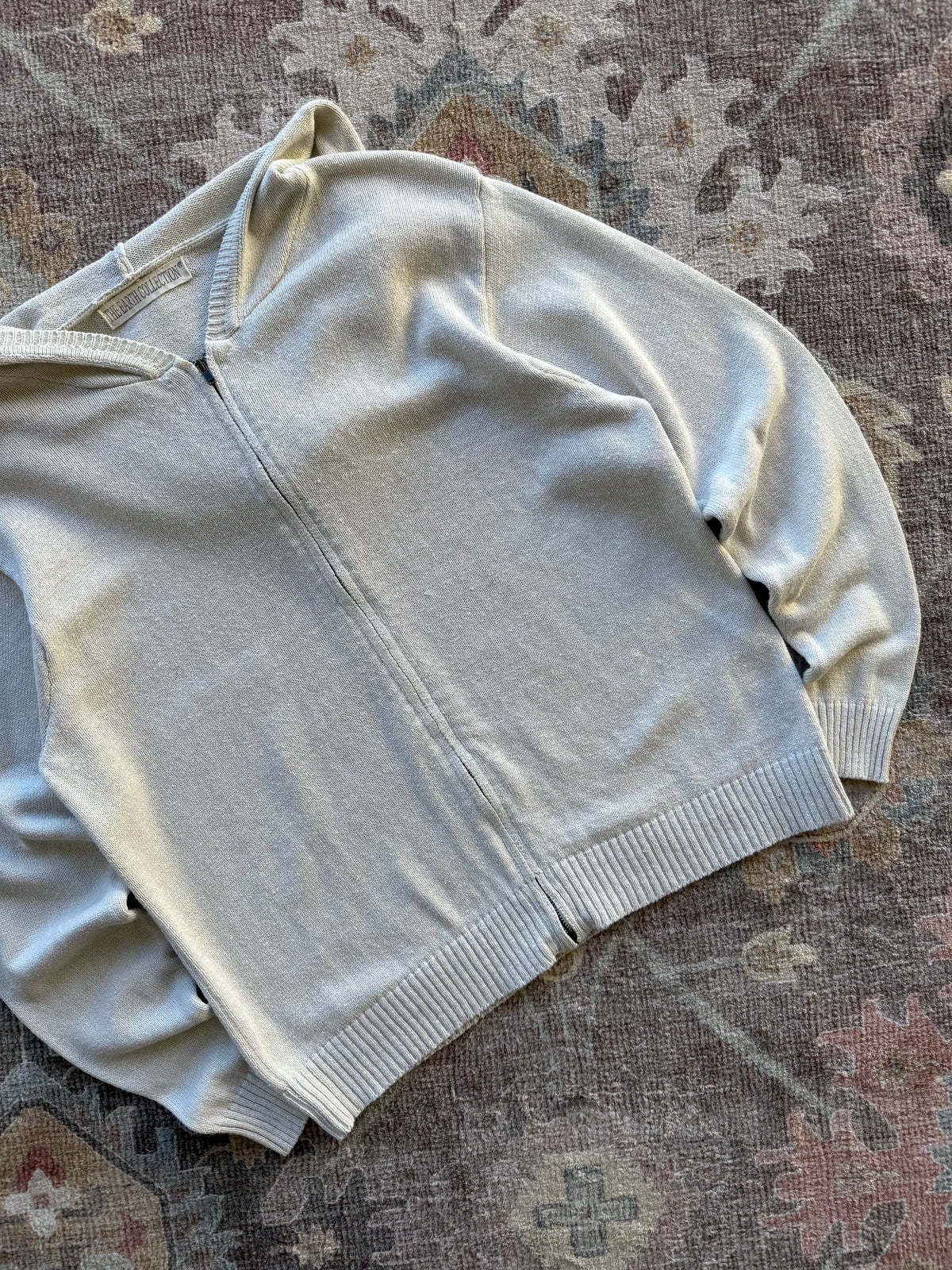 Knit Zip Up Cardigan - L