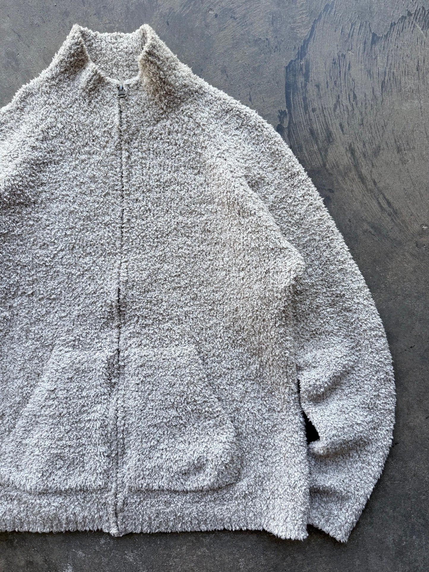Fuzzy Zip Up Cardigan - L
