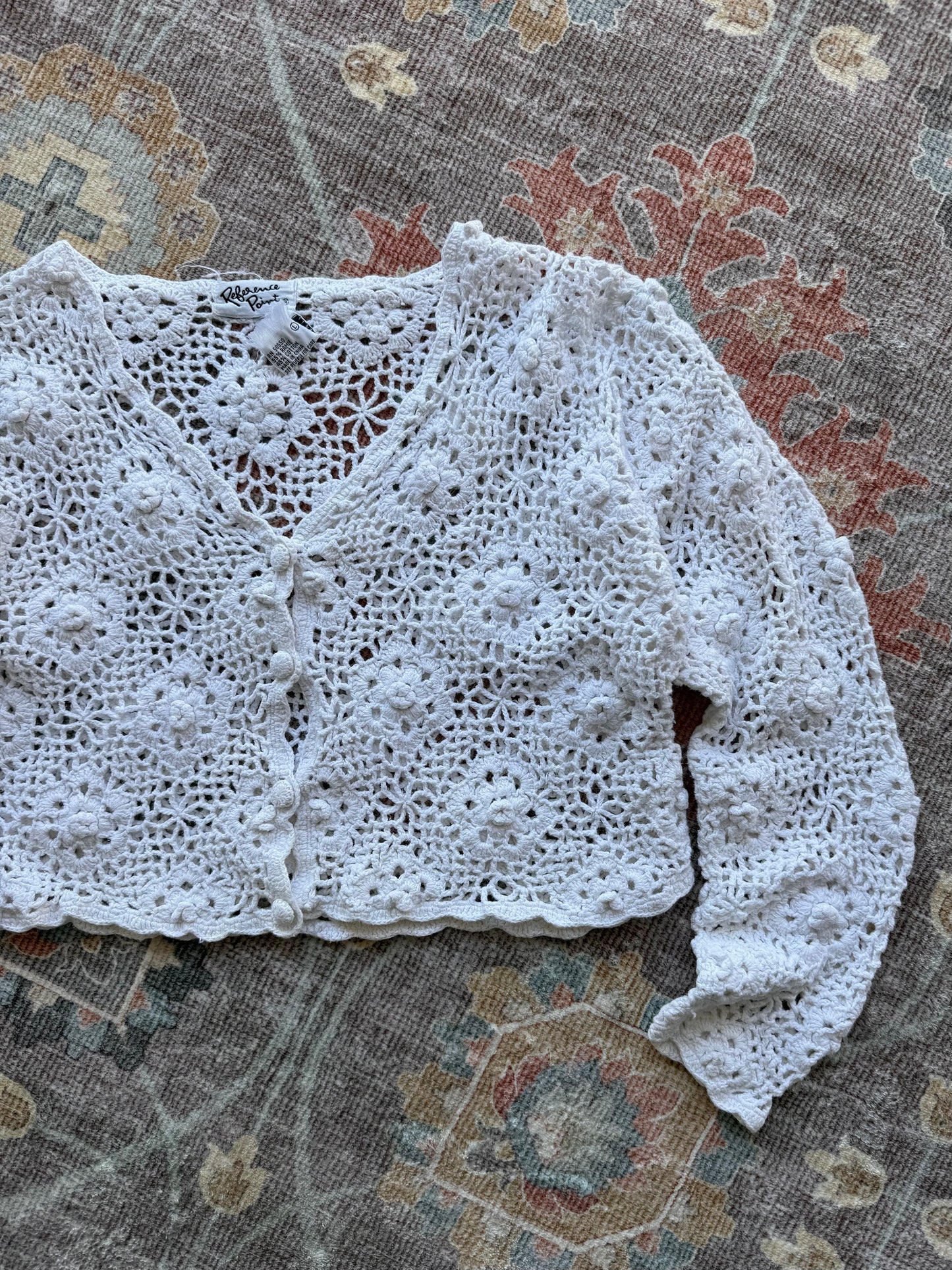 Flower Crochet Cardigan - L