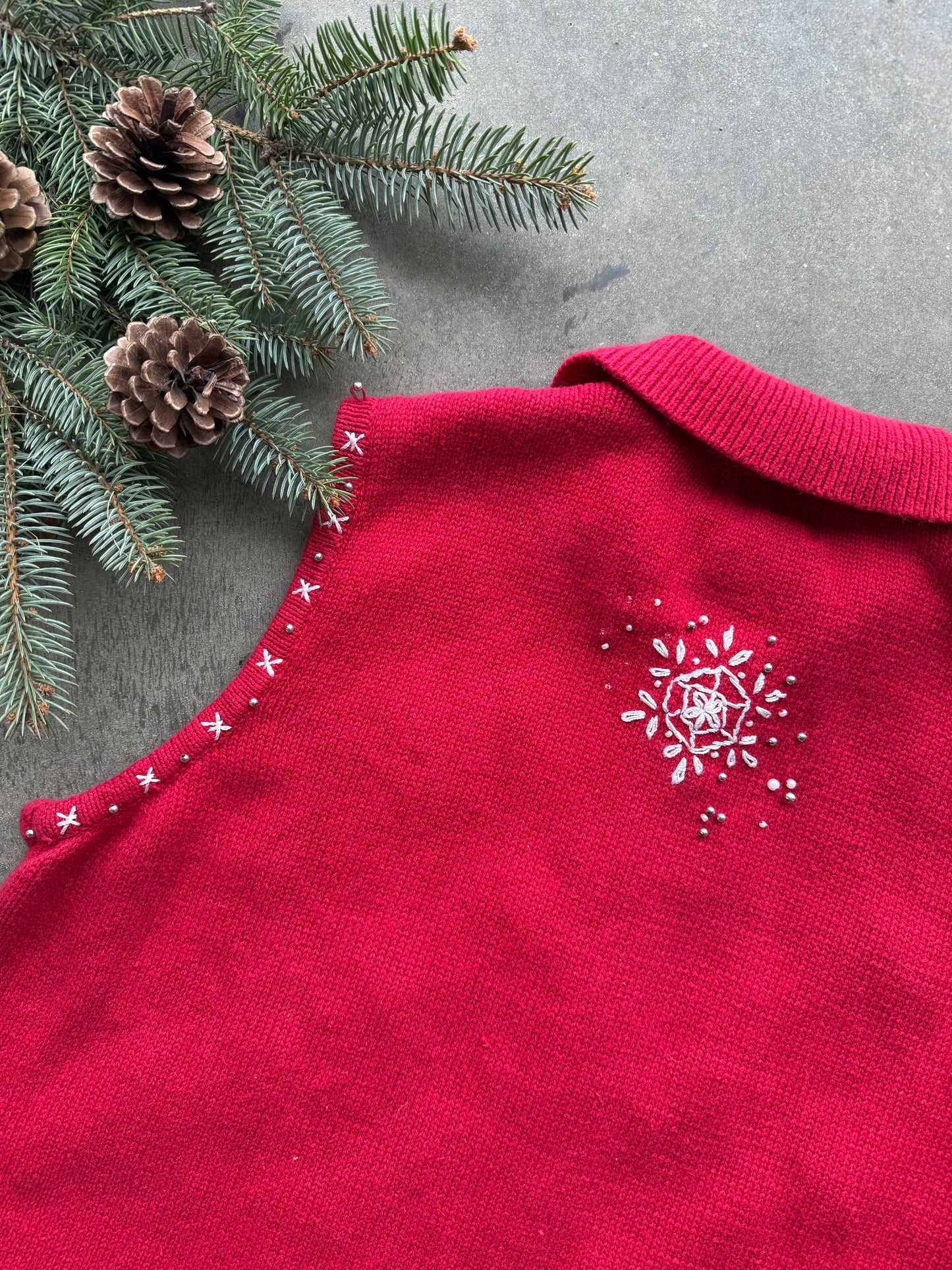 Snowflake Zip Up Sweater Vest - XL