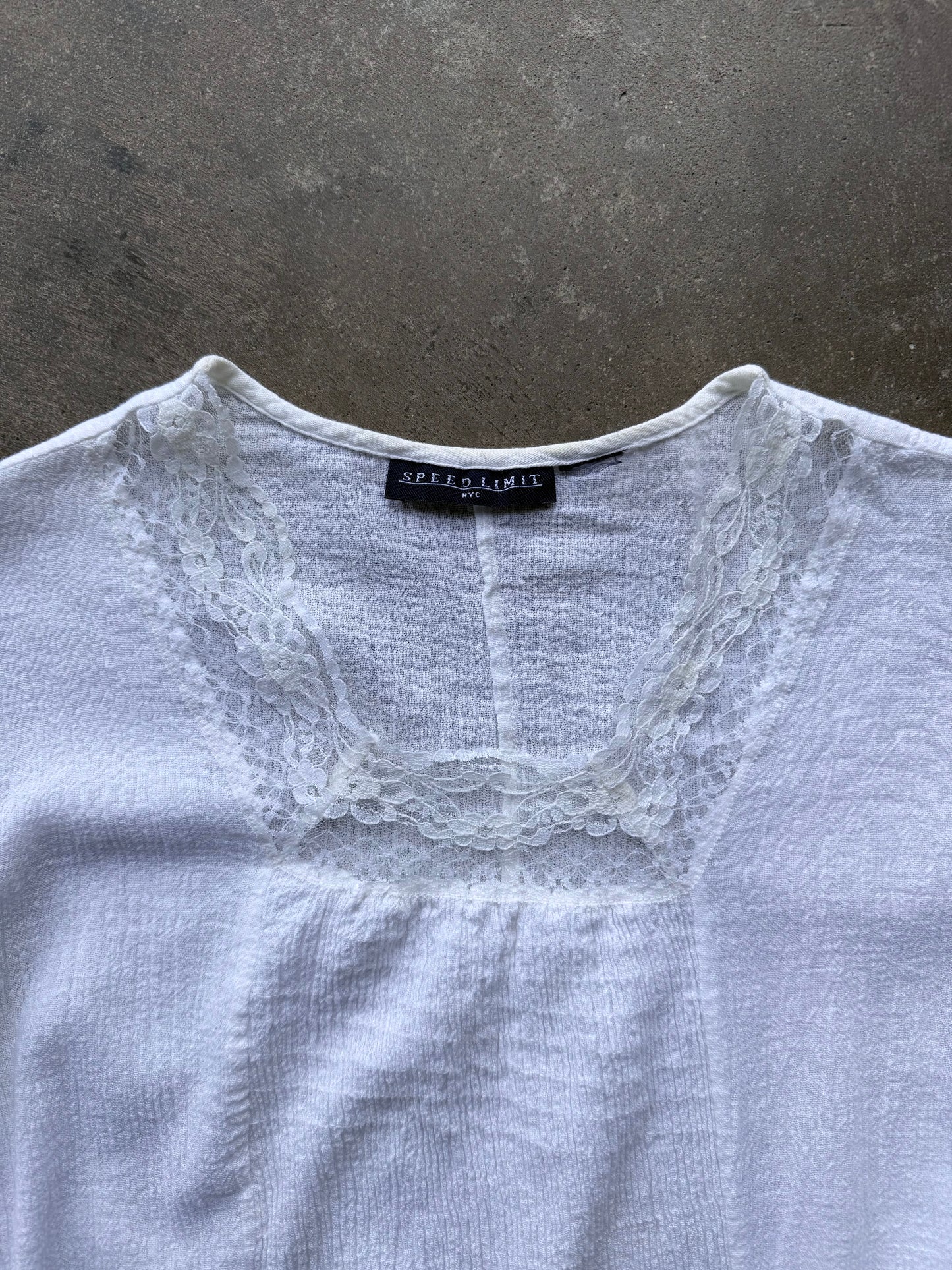 Lace Trim Flowy Top - S