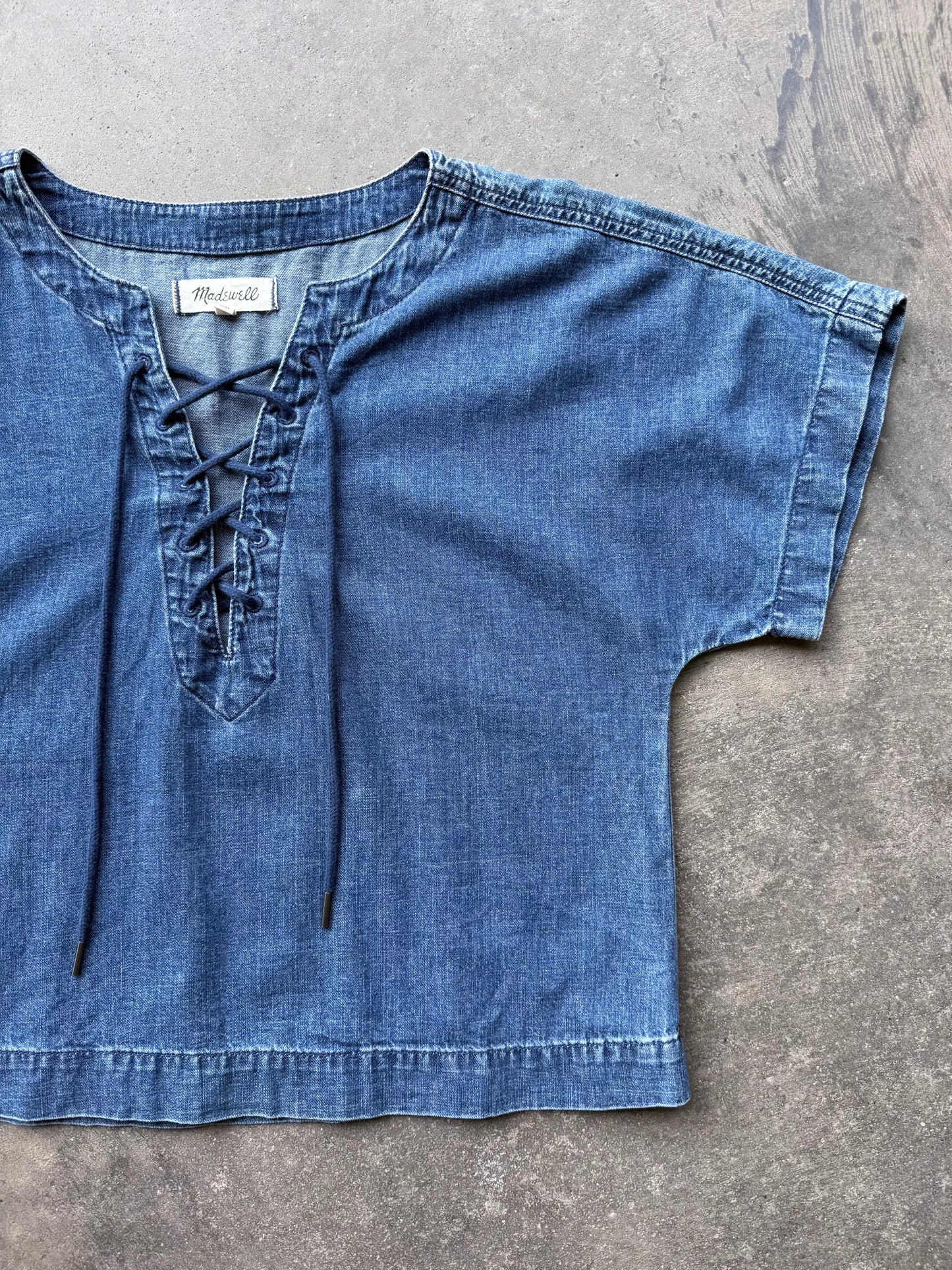 Denim Lace Up Top - S