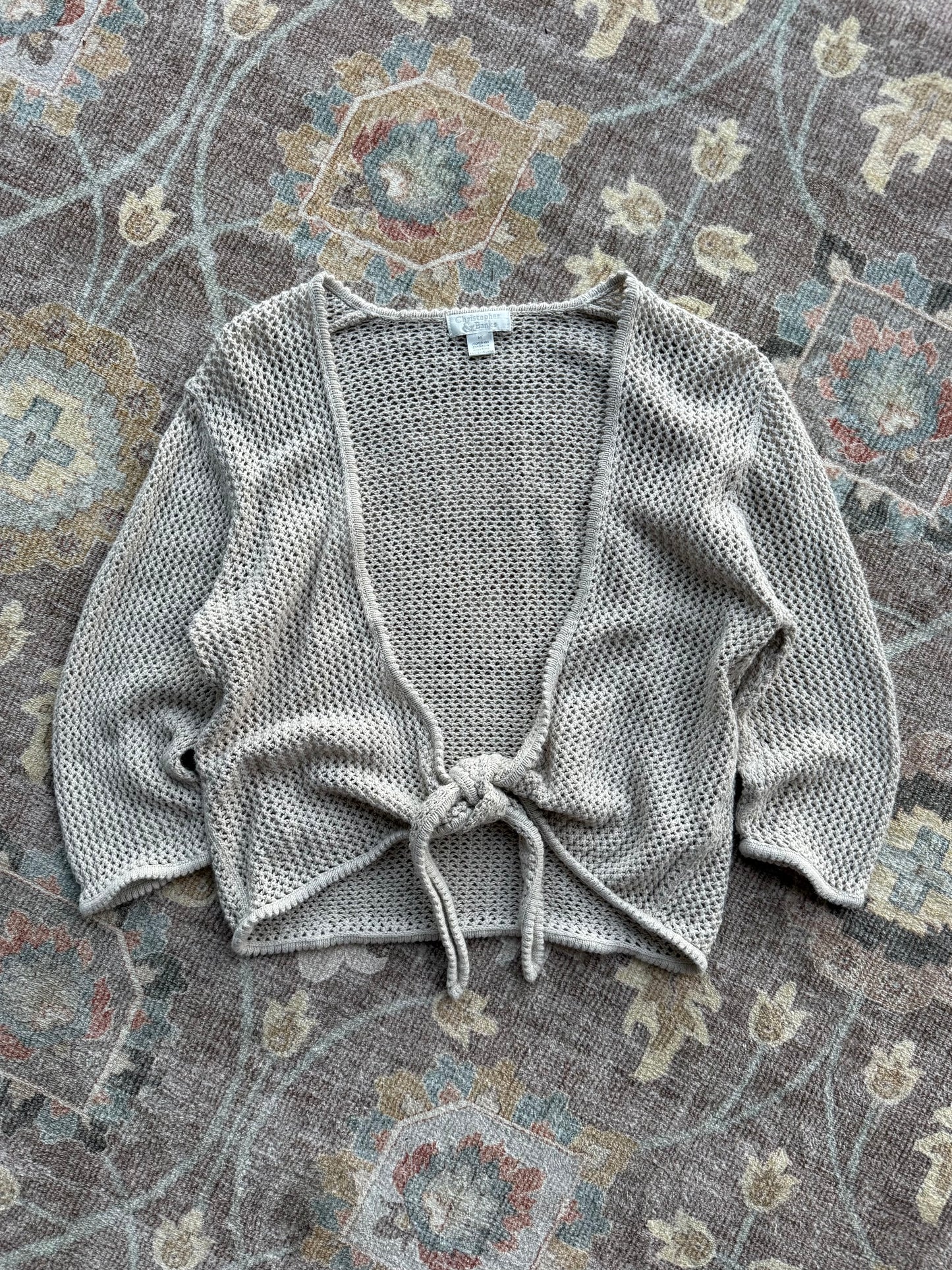 Crochet Tie Cardigan - M