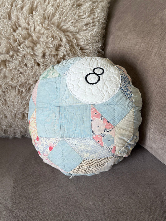 Distressed 8 Ball Pillow - 13.5”