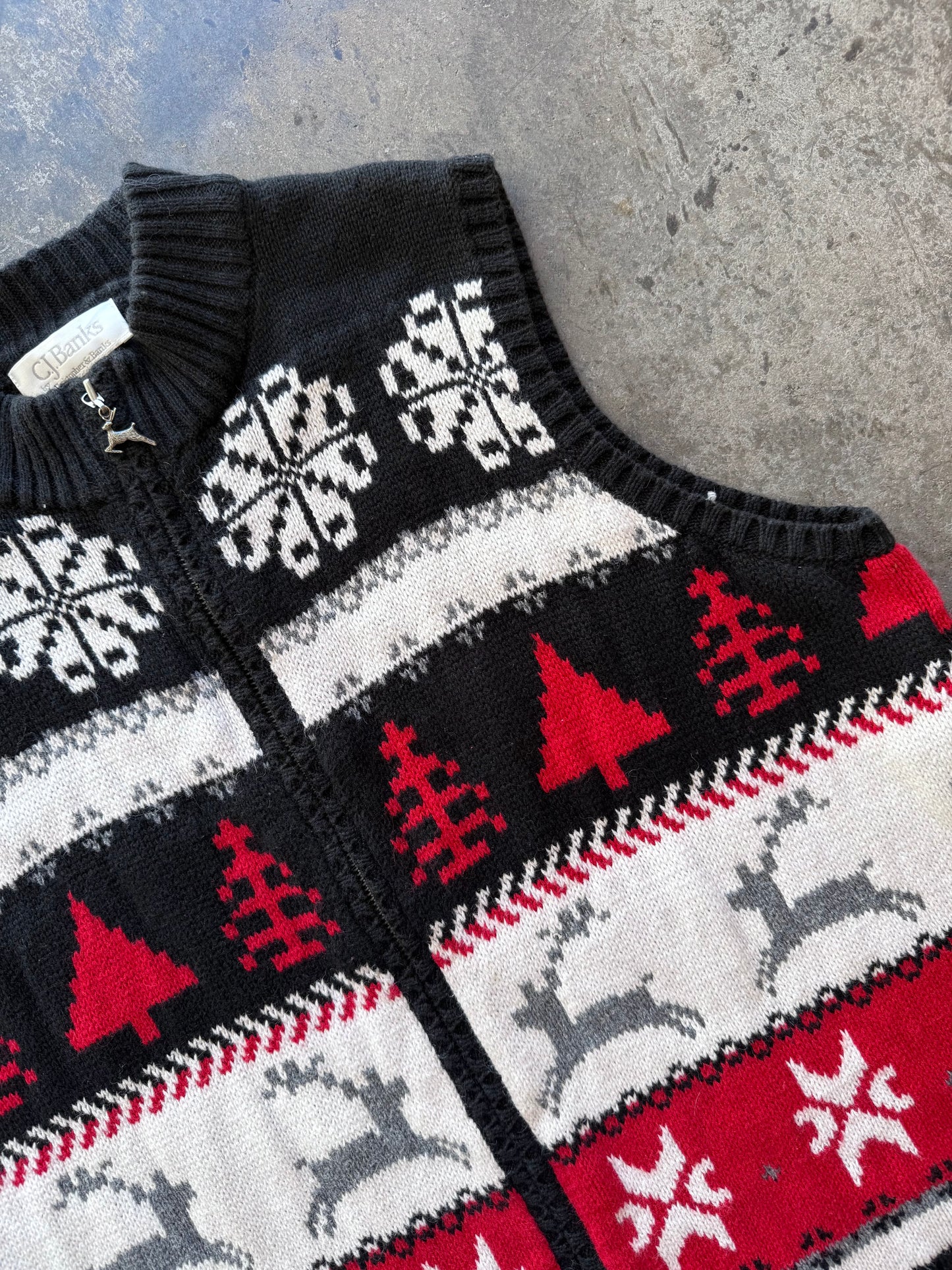 Christmas Zip Up Sweater Vest - XL