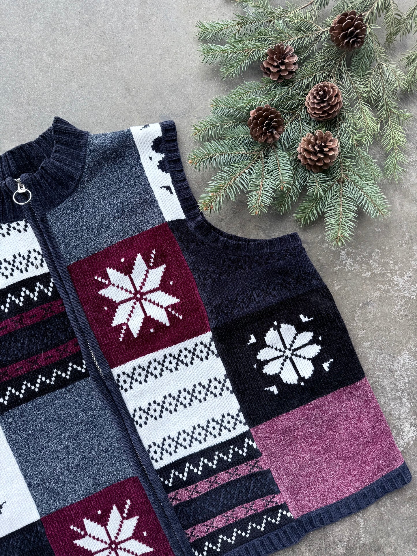 Christmas Zip Up Sweater Vest - 2XL