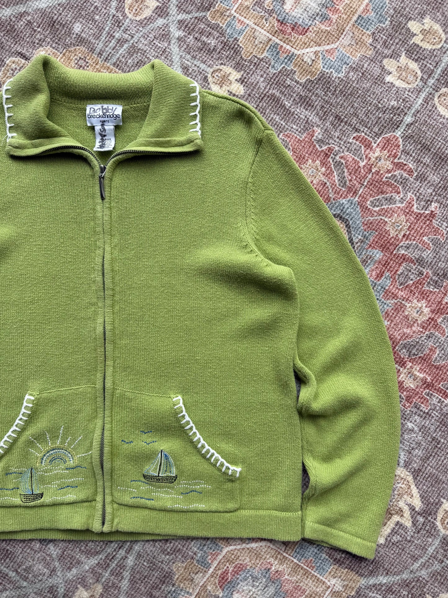 Sailboat Zip Up Cardigan - M