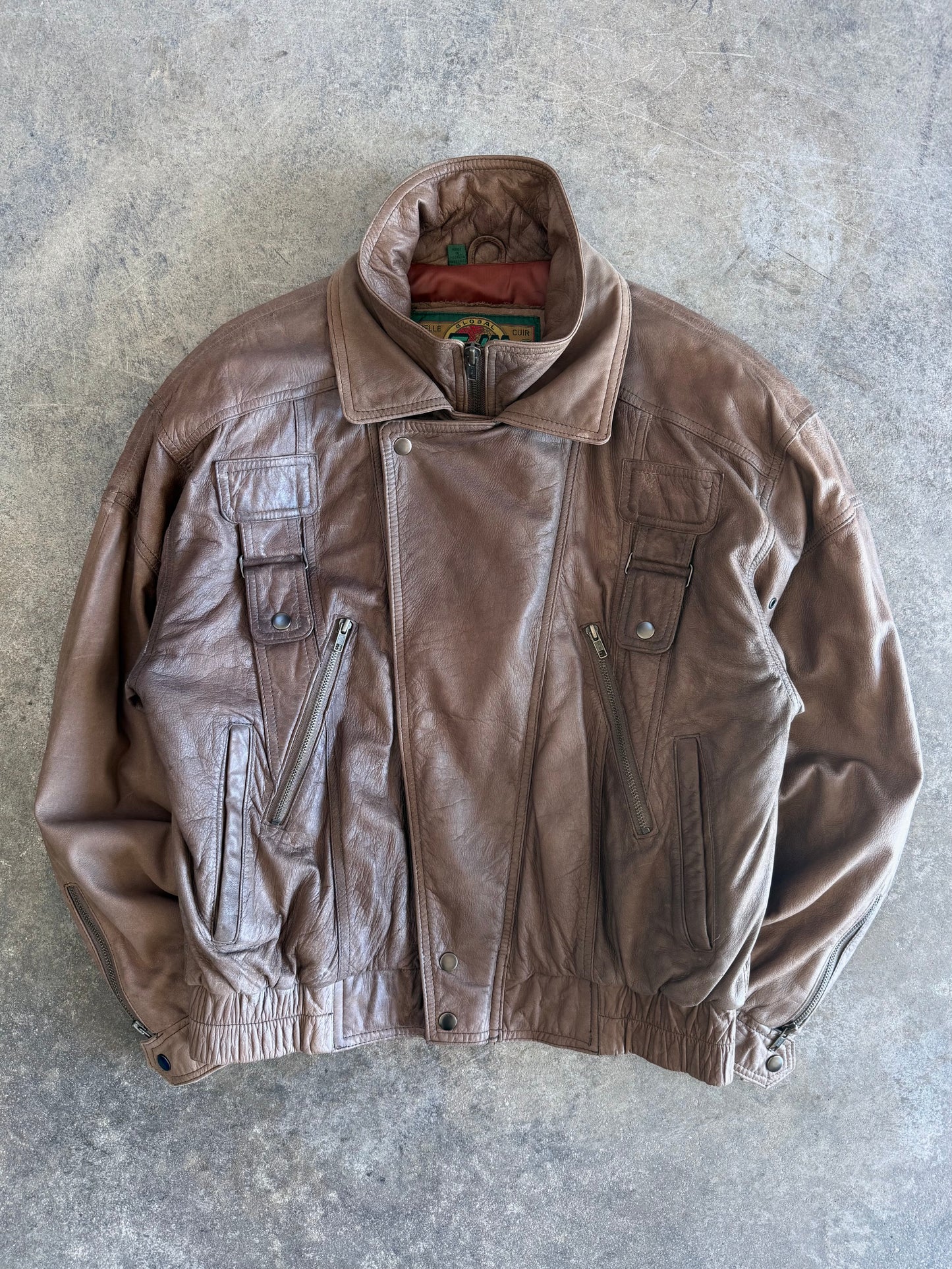 Leather Bomber Jacket - S