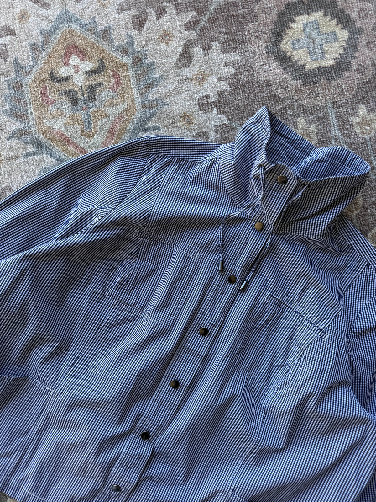 Gingham Funnel Neck Jacket - XL