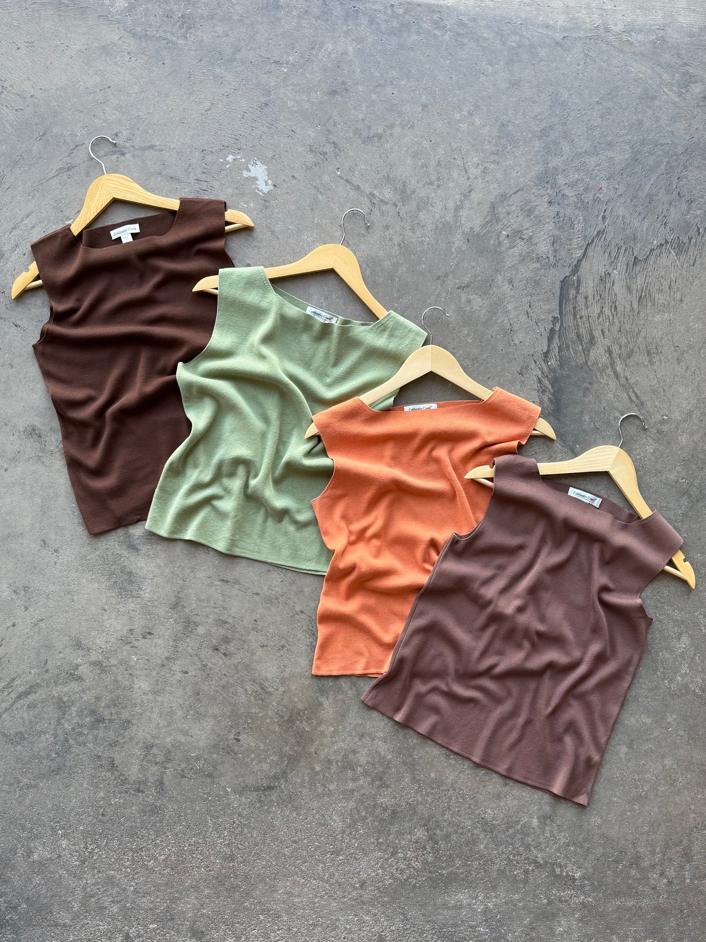 Square Neck Knit Tank - Various Colors