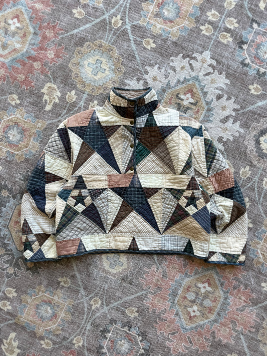 Quilt Snap Button Pullover - L