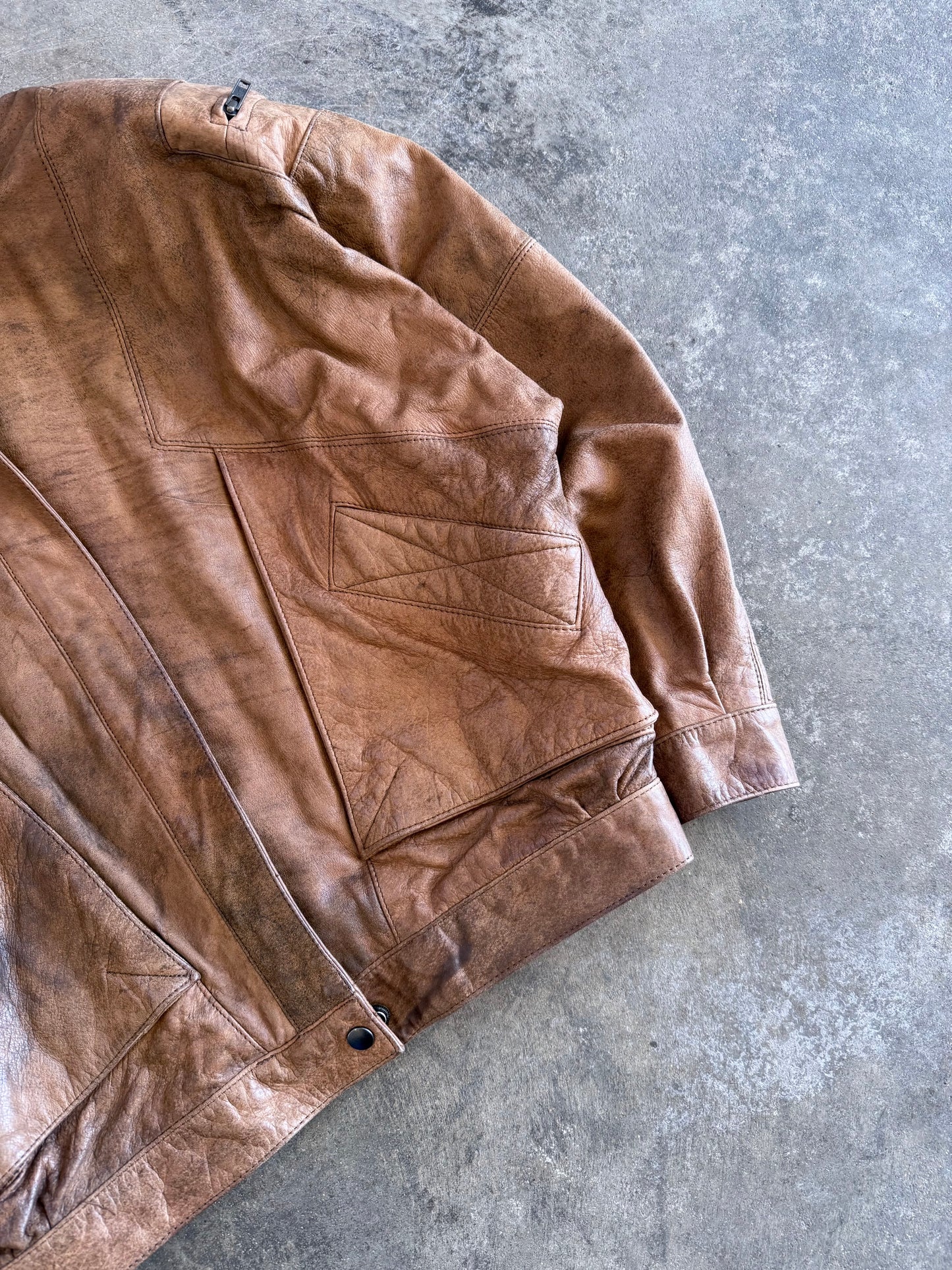 Leather Bomber Jacket - M