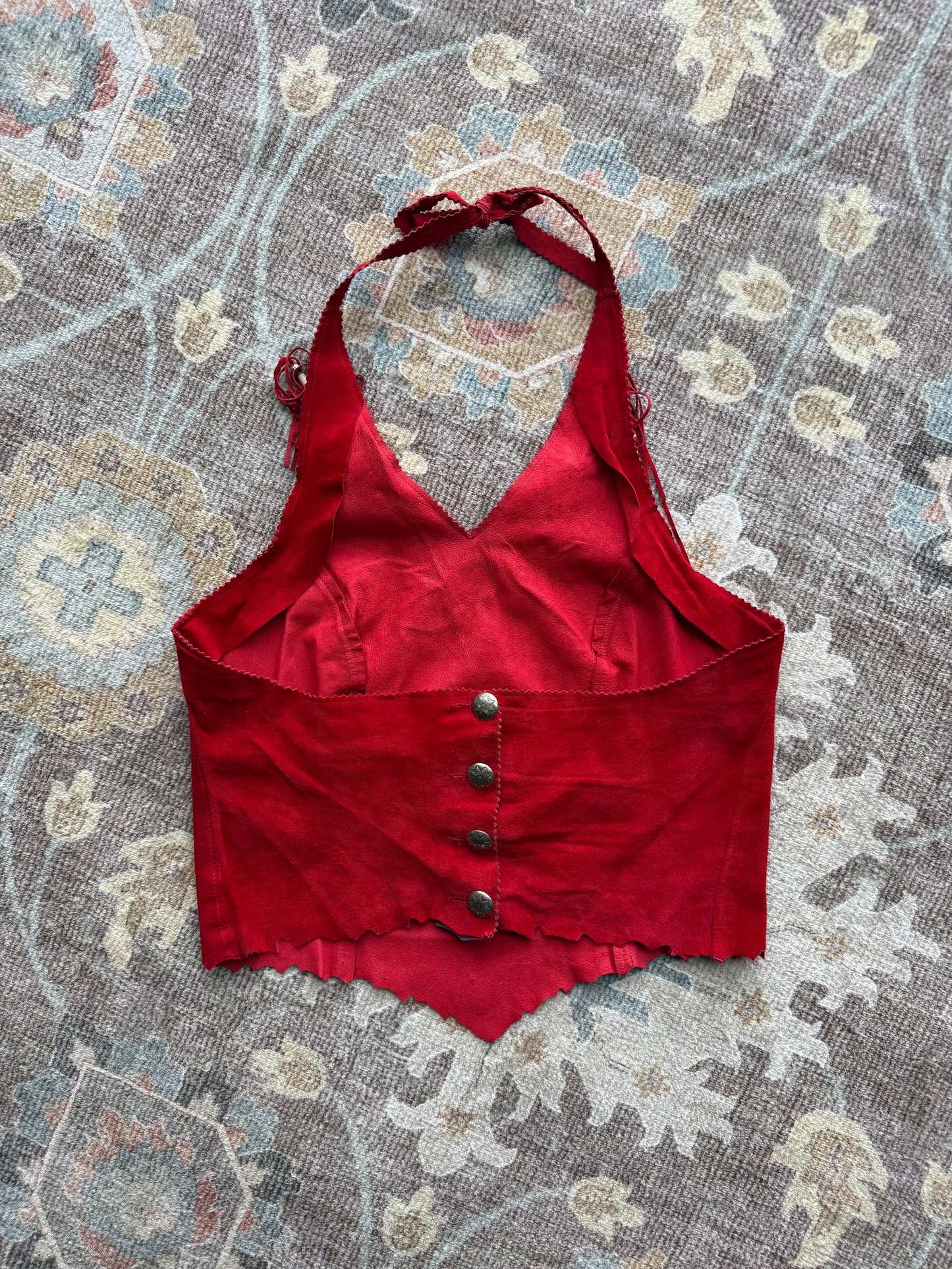 Western Suede Fringe Halter - M