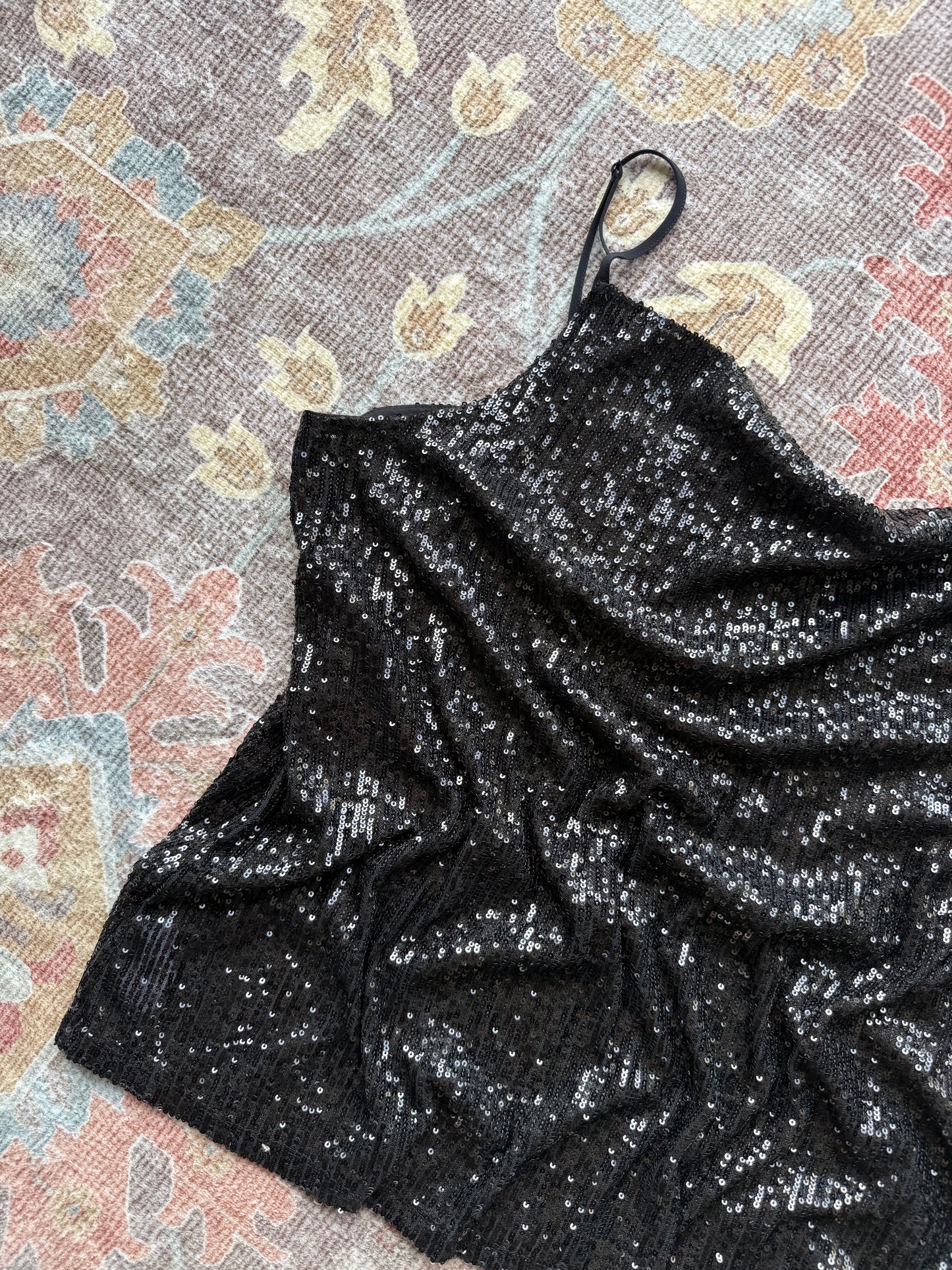 Sequin Cowl Neck Tank - XL