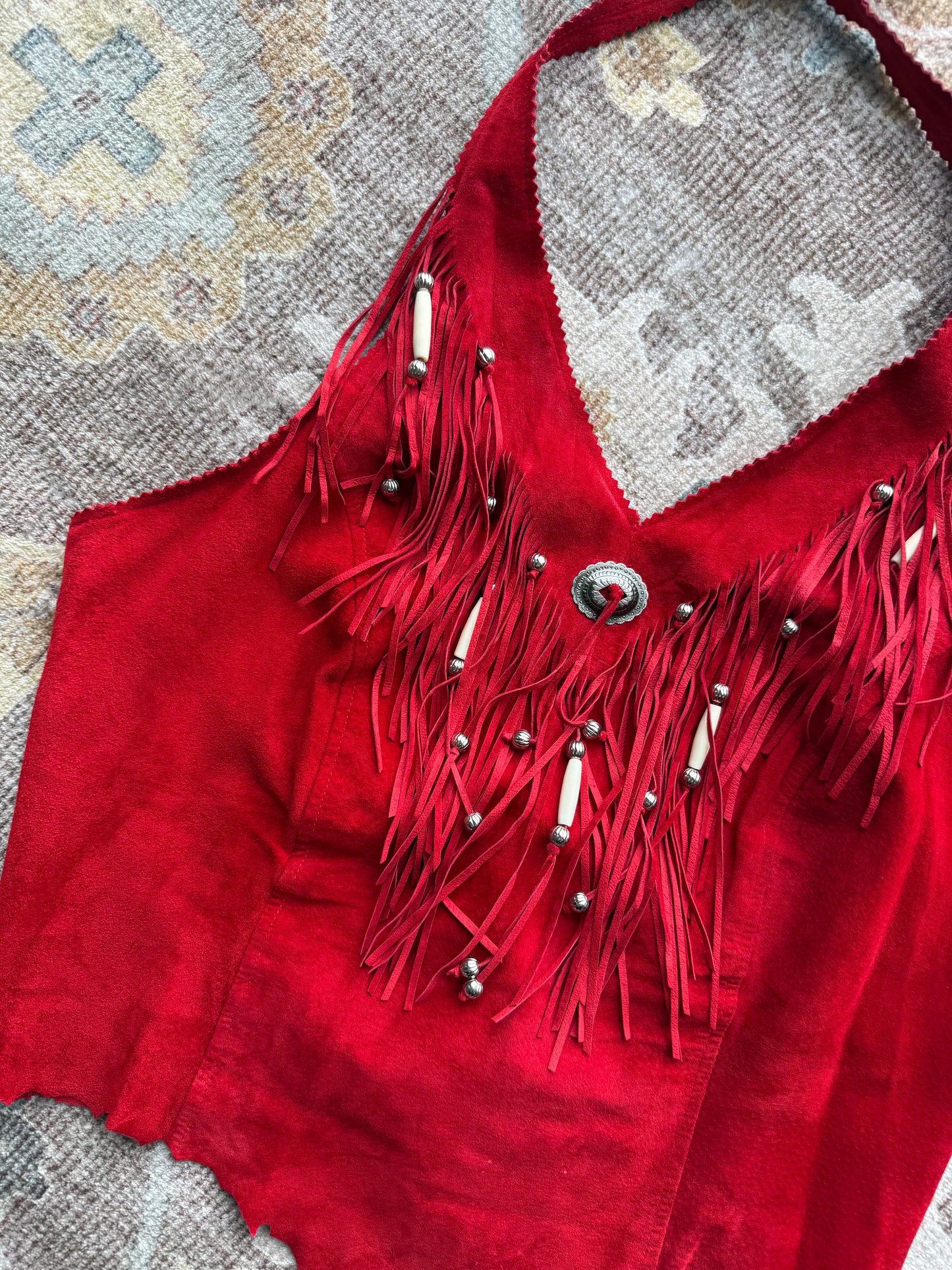 Western Suede Fringe Halter - M
