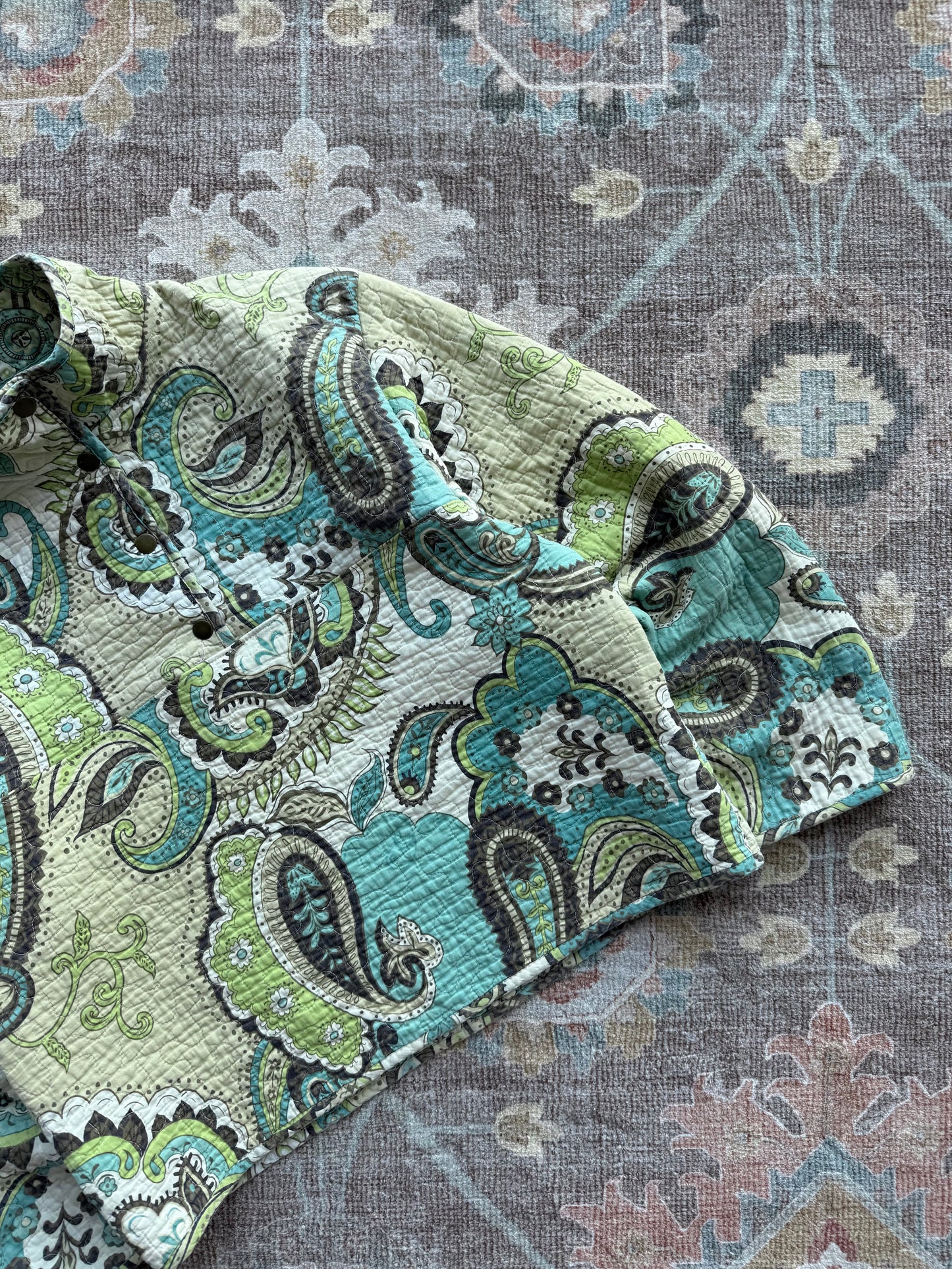 Quilt Snap Button Pullover - S