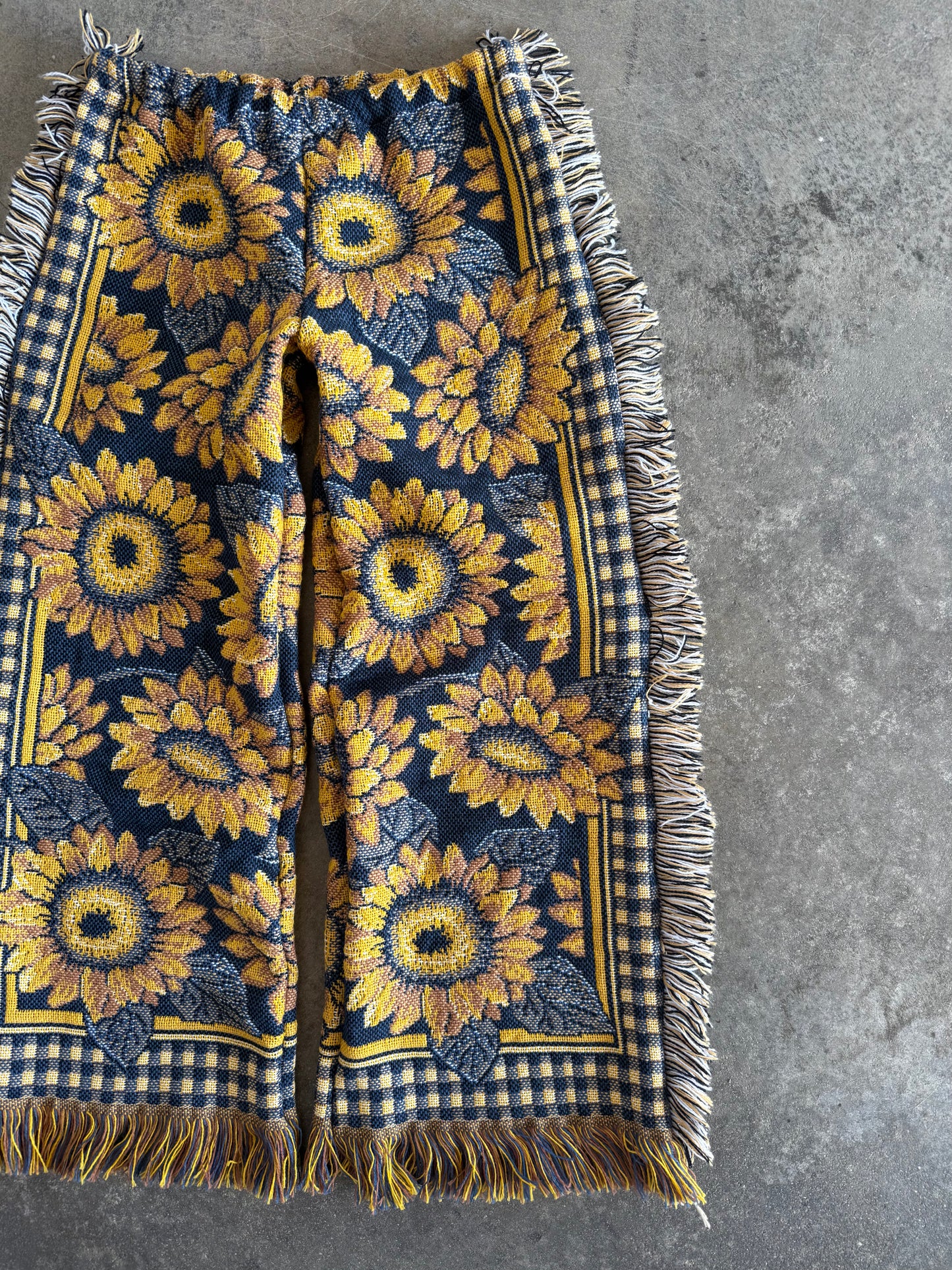 Wide Leg Fringe Blanket Pants - S/M