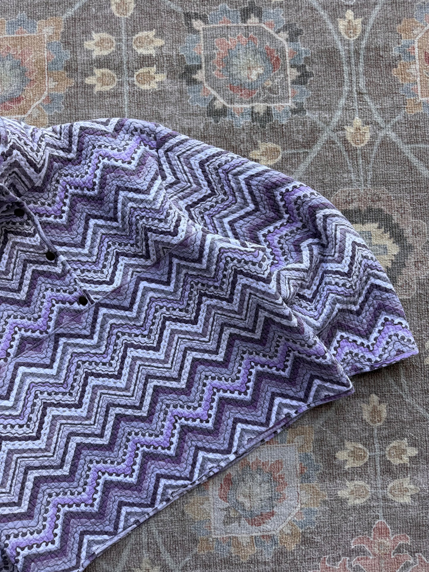 Quilt Snap Button Pullover - M