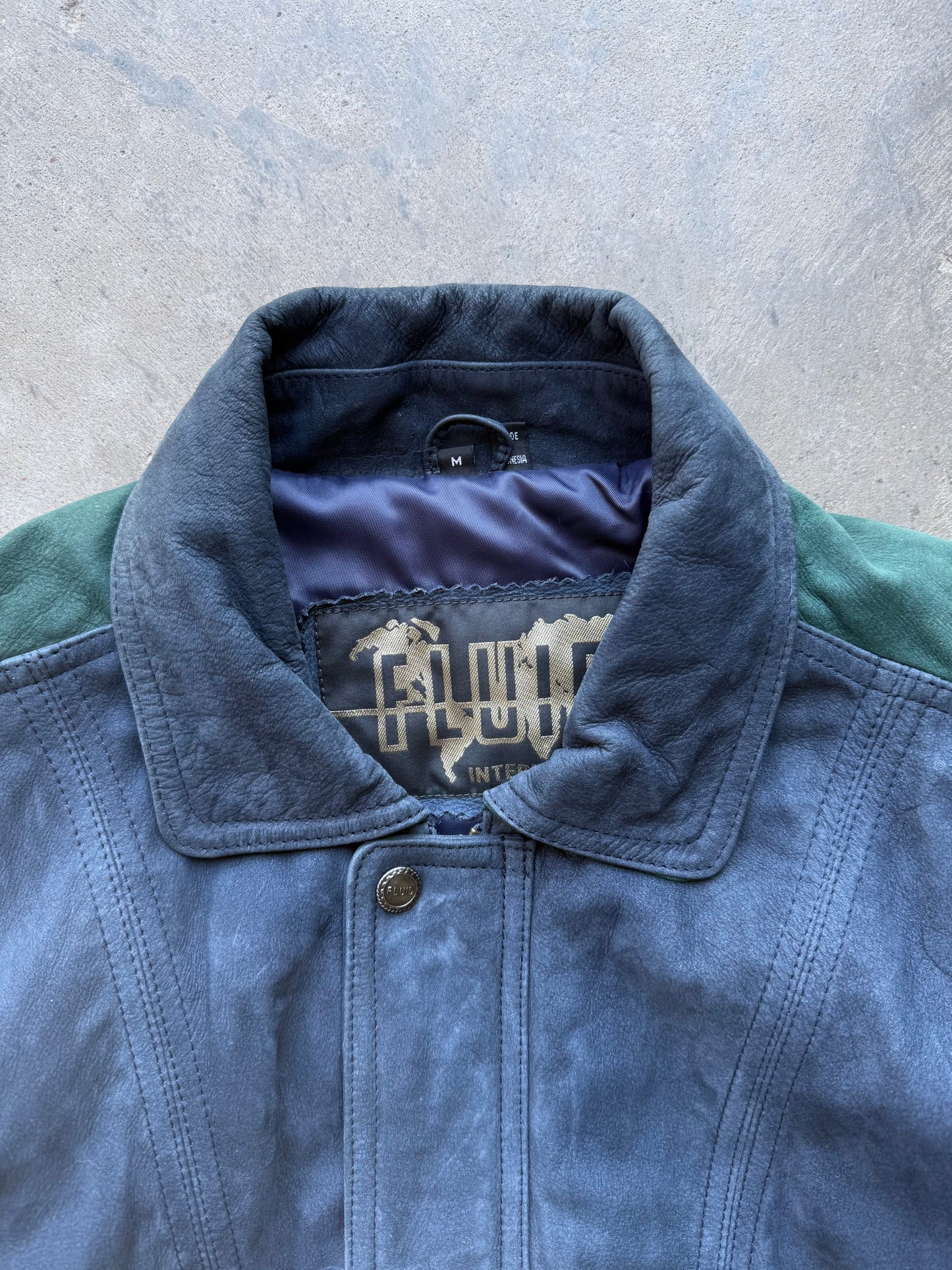 Colorblock Leather Jacket - M
