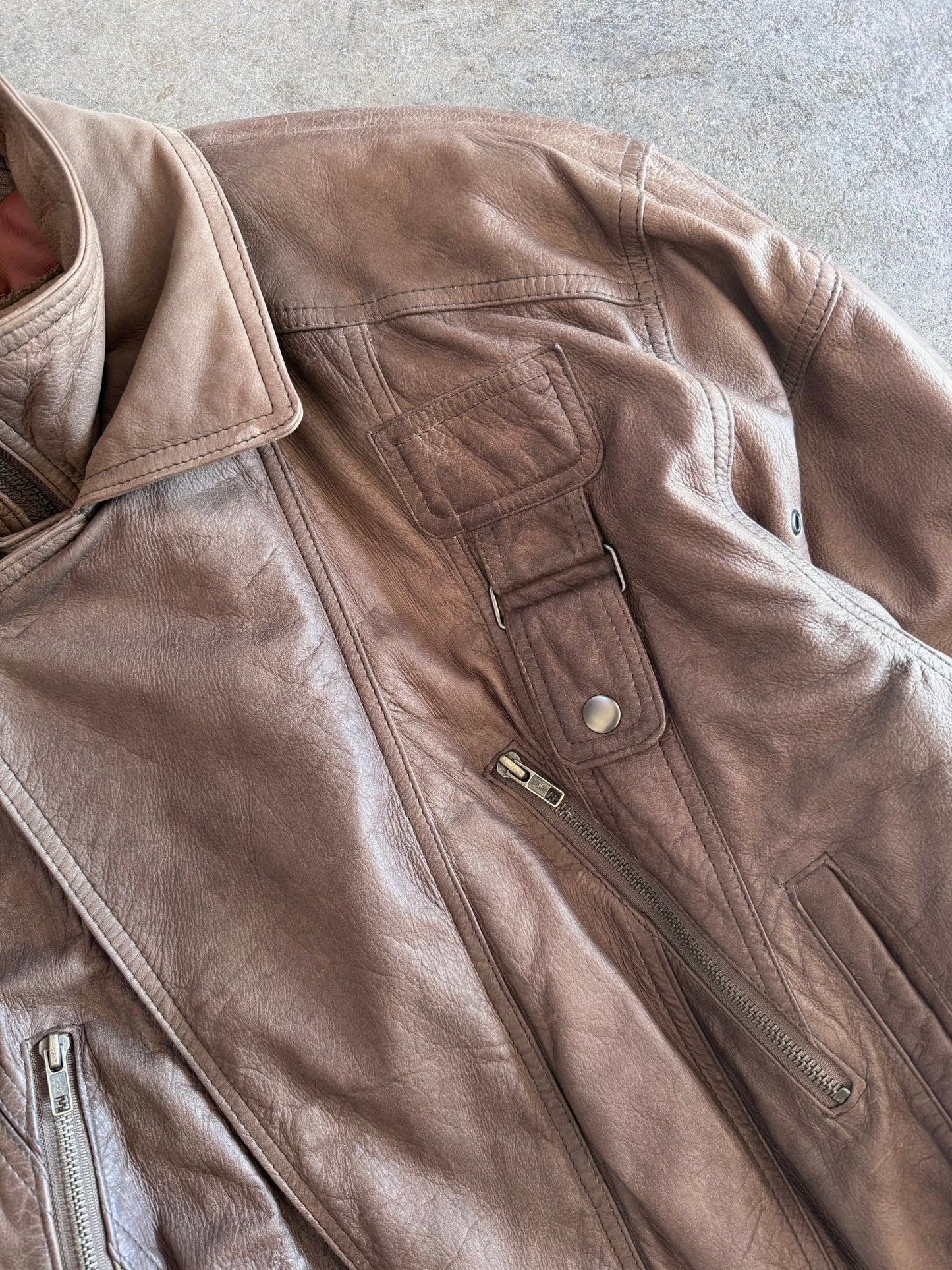 Leather Bomber Jacket - S