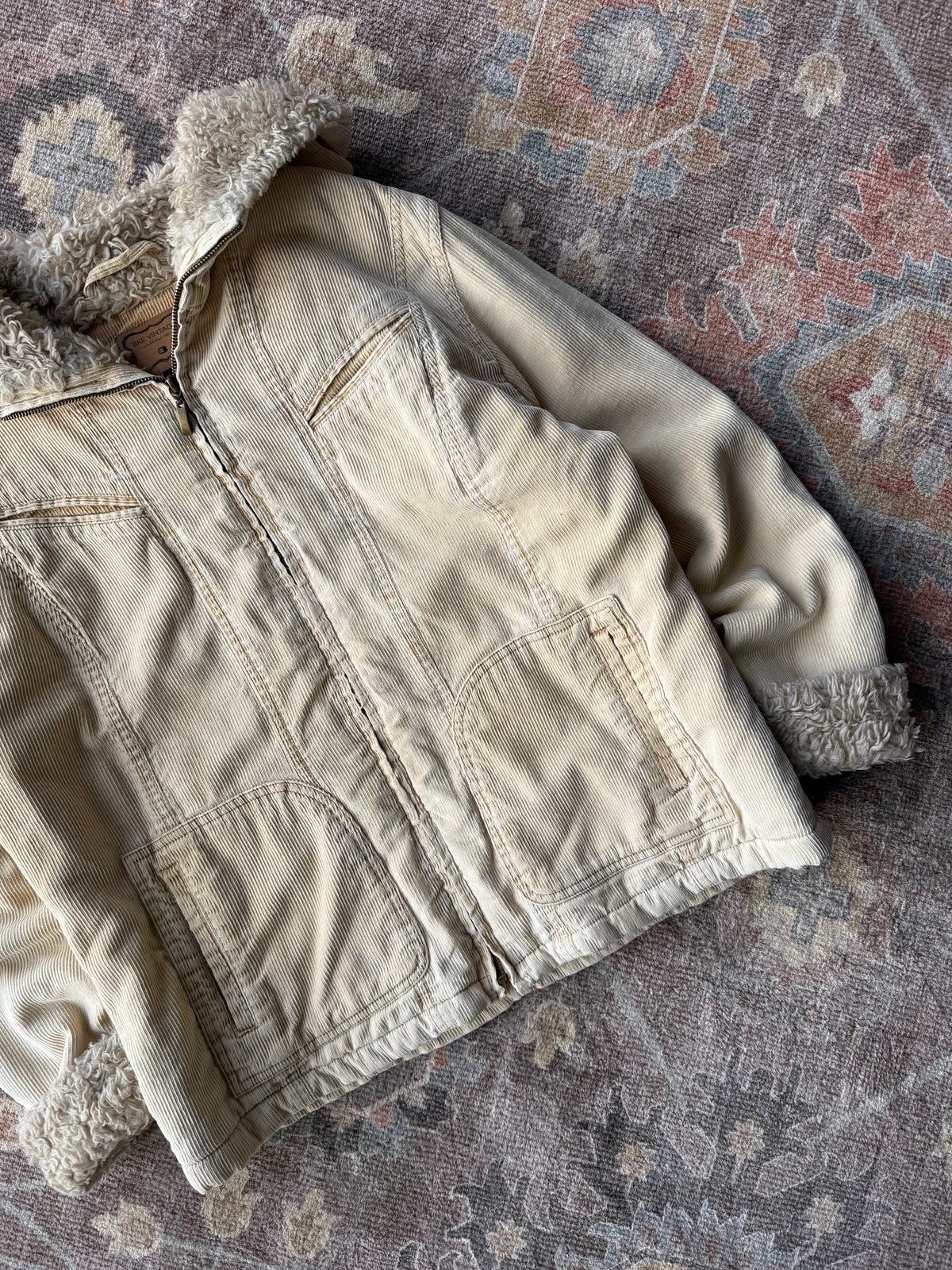 Fur Trim Corduroy Jacket - L