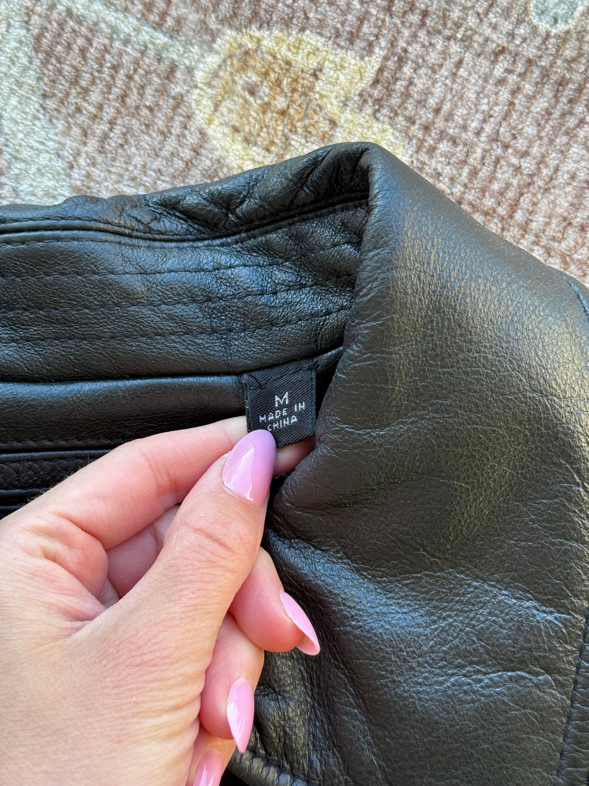 Leather Bomber Jacket - M