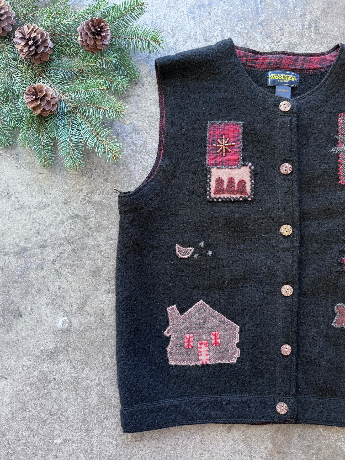 Christmas Patchwork Wool Vest - L
