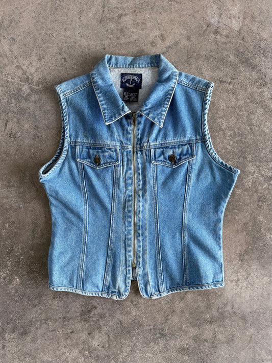 Zip Up Denim Vest - M