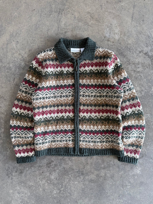 Zip Up Cardigan - L