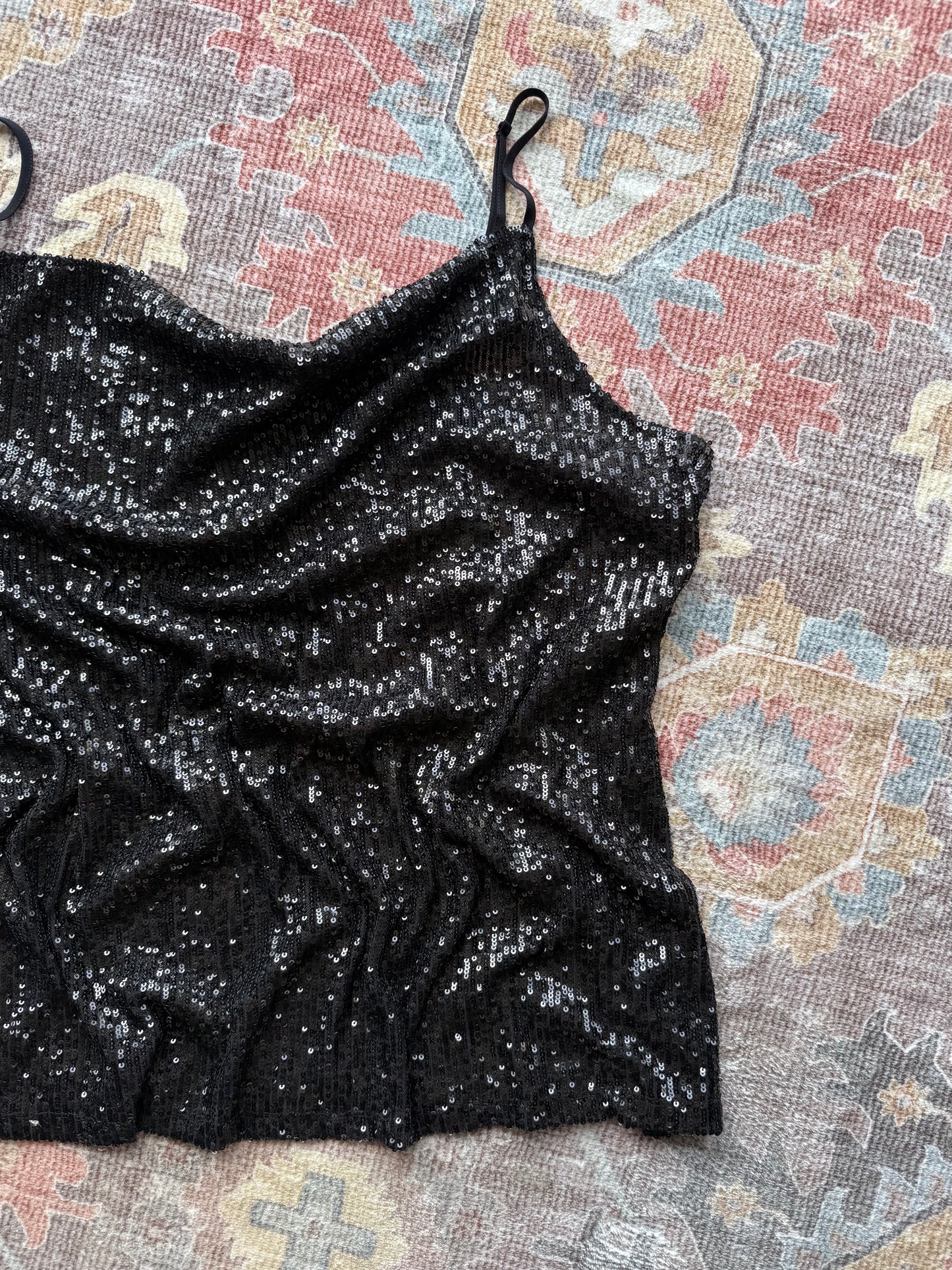 Sequin Cowl Neck Tank - XL