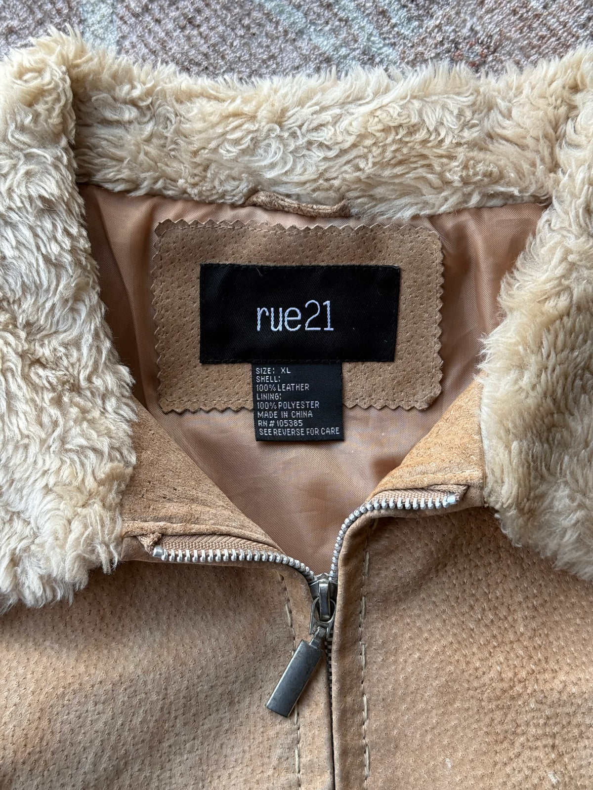 Fur Trim Suede Jacket - XL