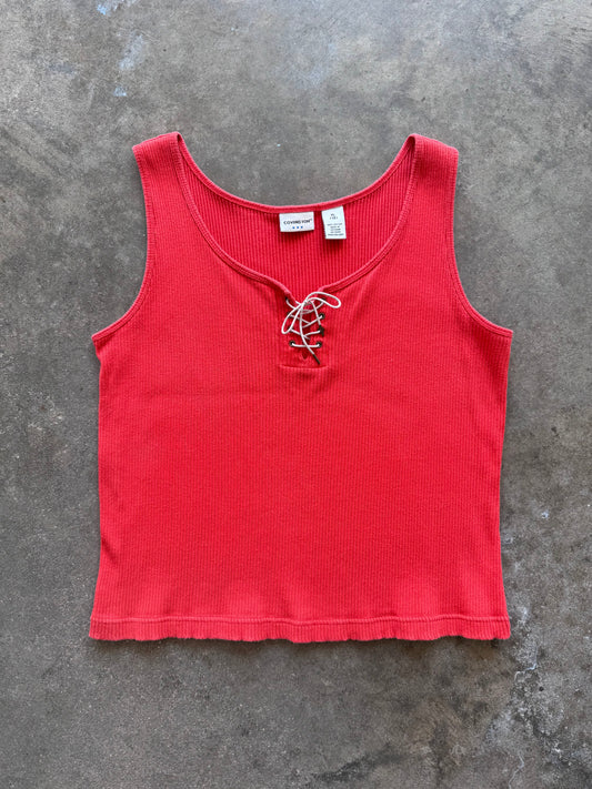 Lace Up Ribbed Tank - XL