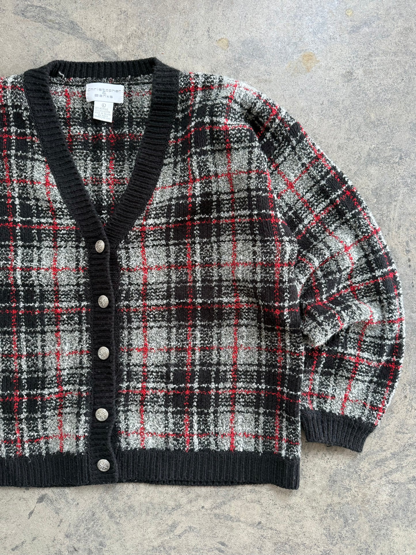 Plaid Cardigan - L