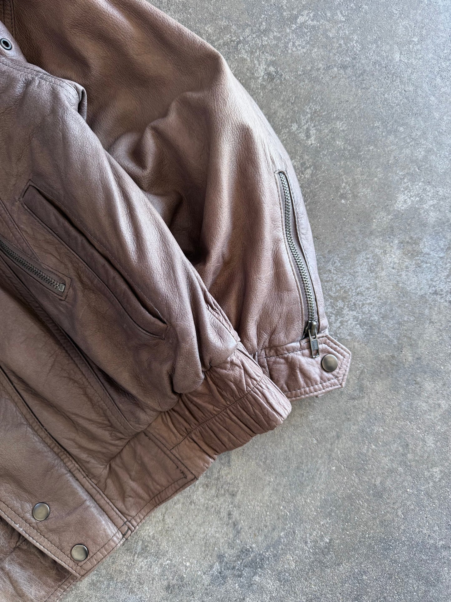 Leather Bomber Jacket - S