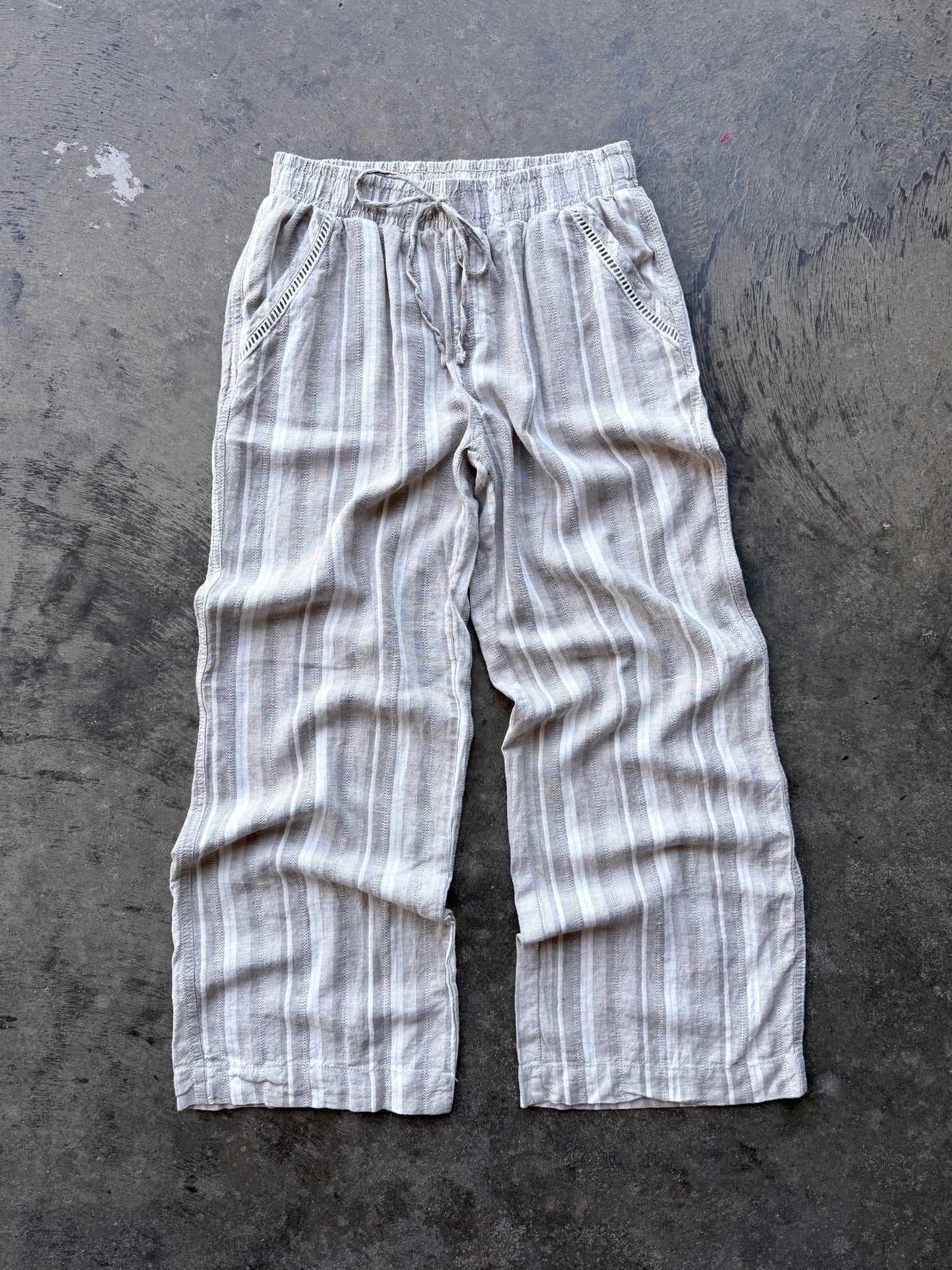 Striped Flowy Pants - M