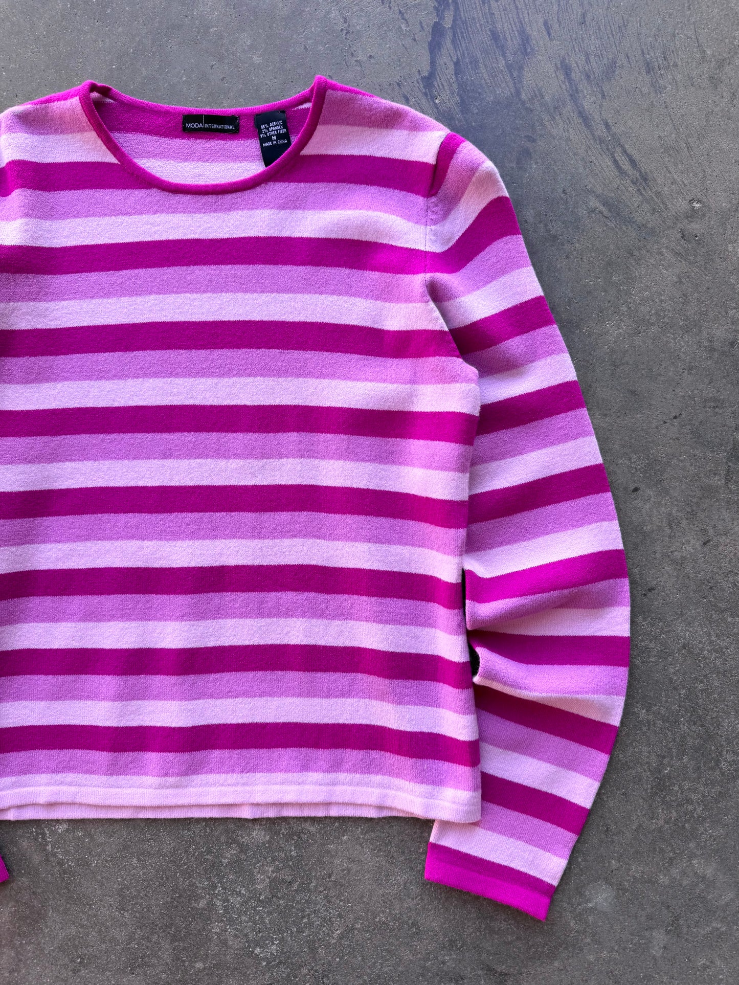 Striped Knit Long Sleeve - M
