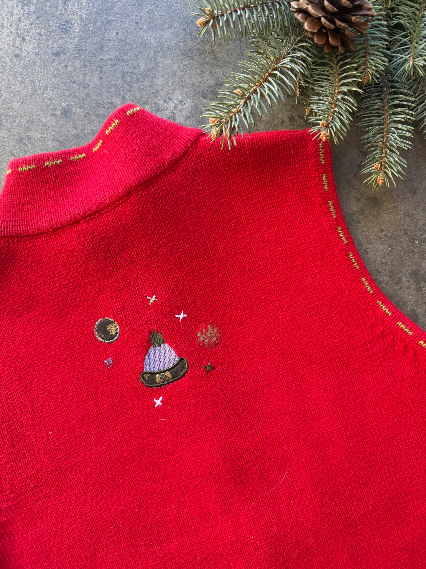 Snowman Zip Up Sweater Vest - M