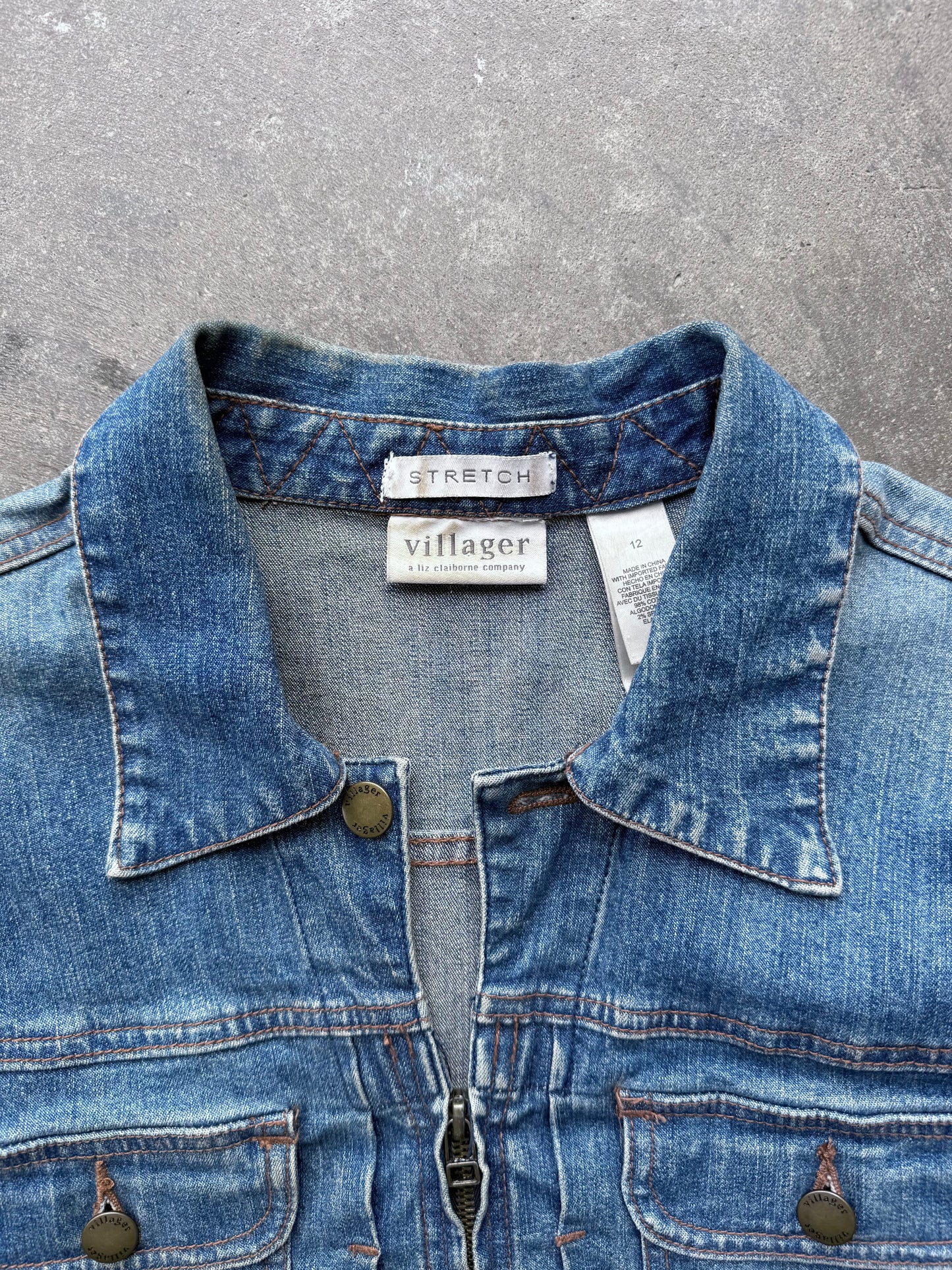 Zip Up Denim Jacket - L