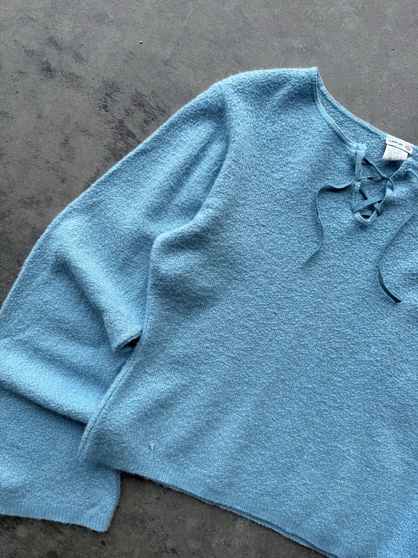 Lace Up Sweater - L