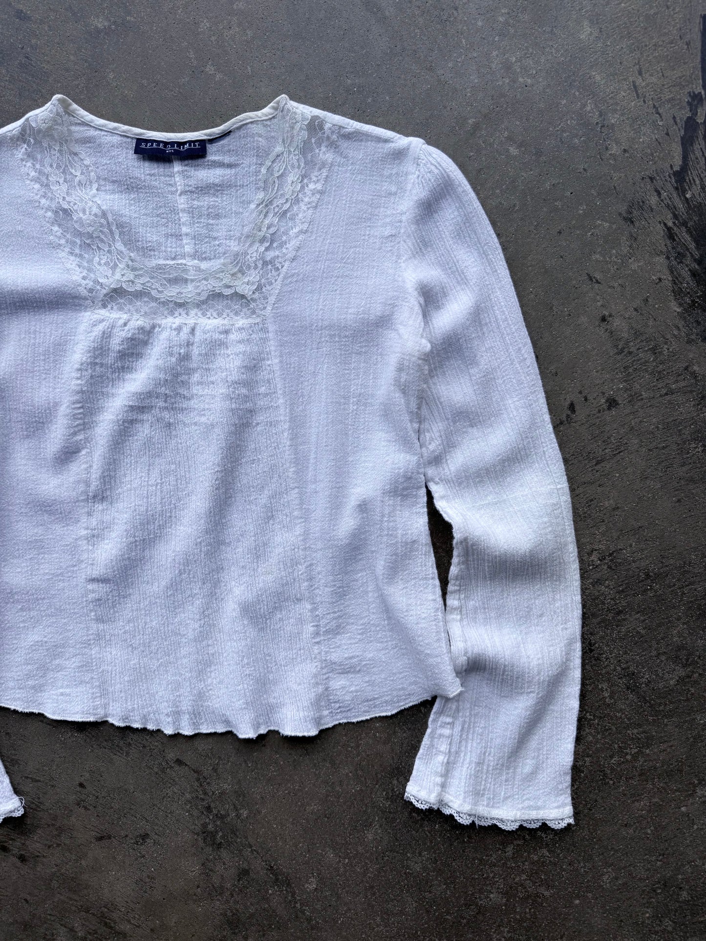 Lace Trim Flowy Top - S