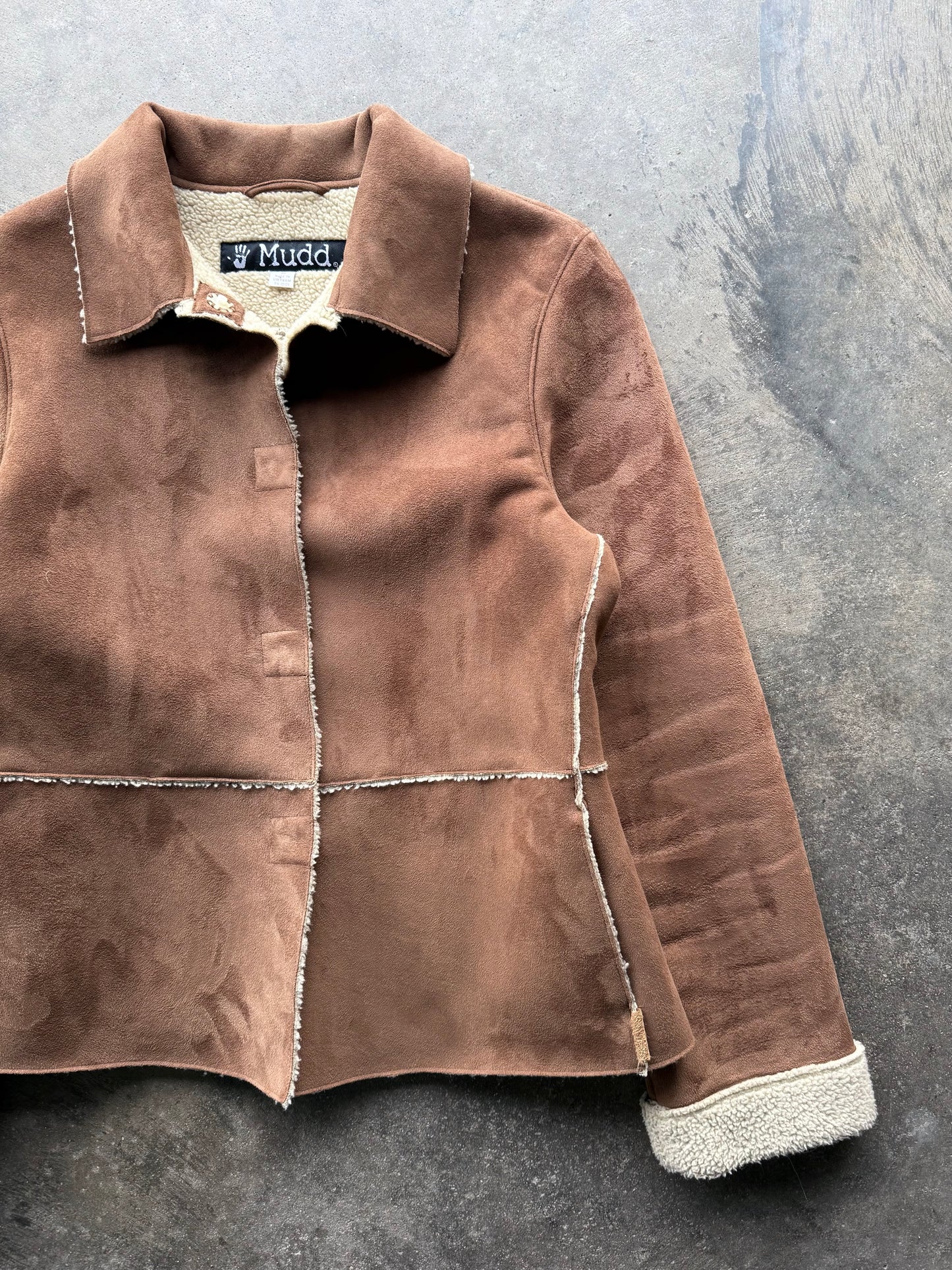Faux Suede Sherpa Jacket - M