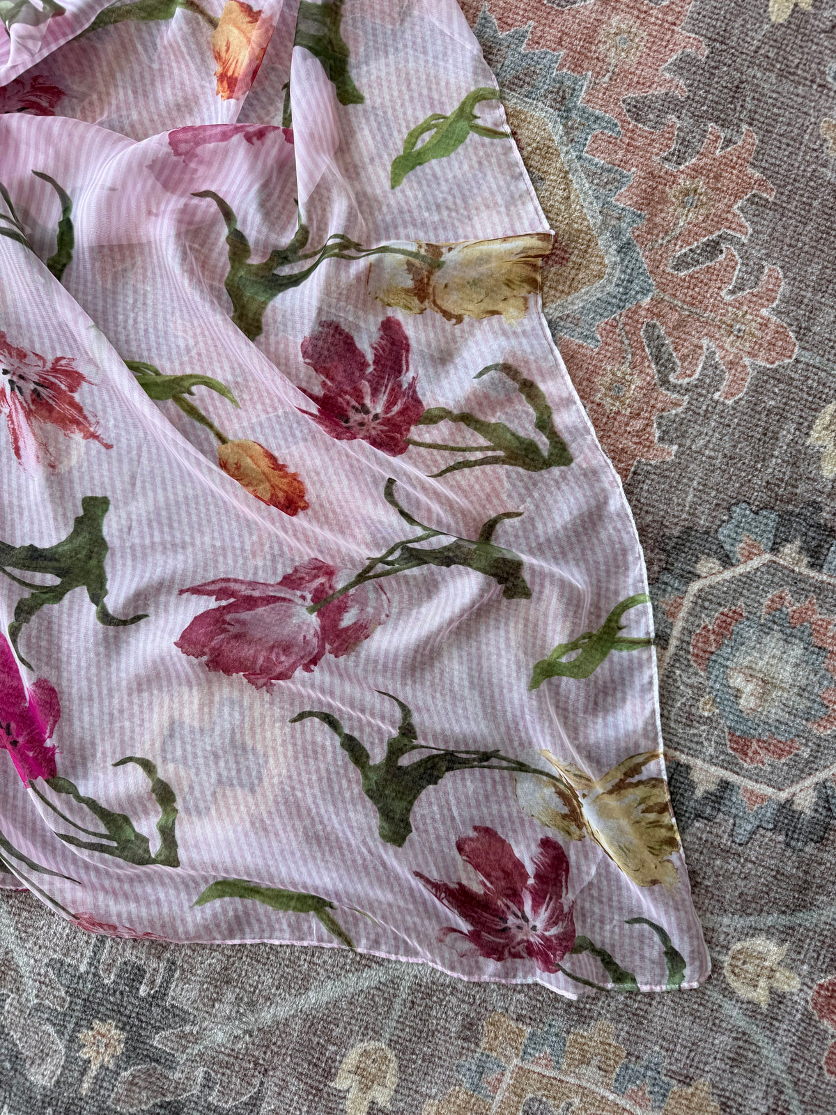 Sheer Flower Scarf