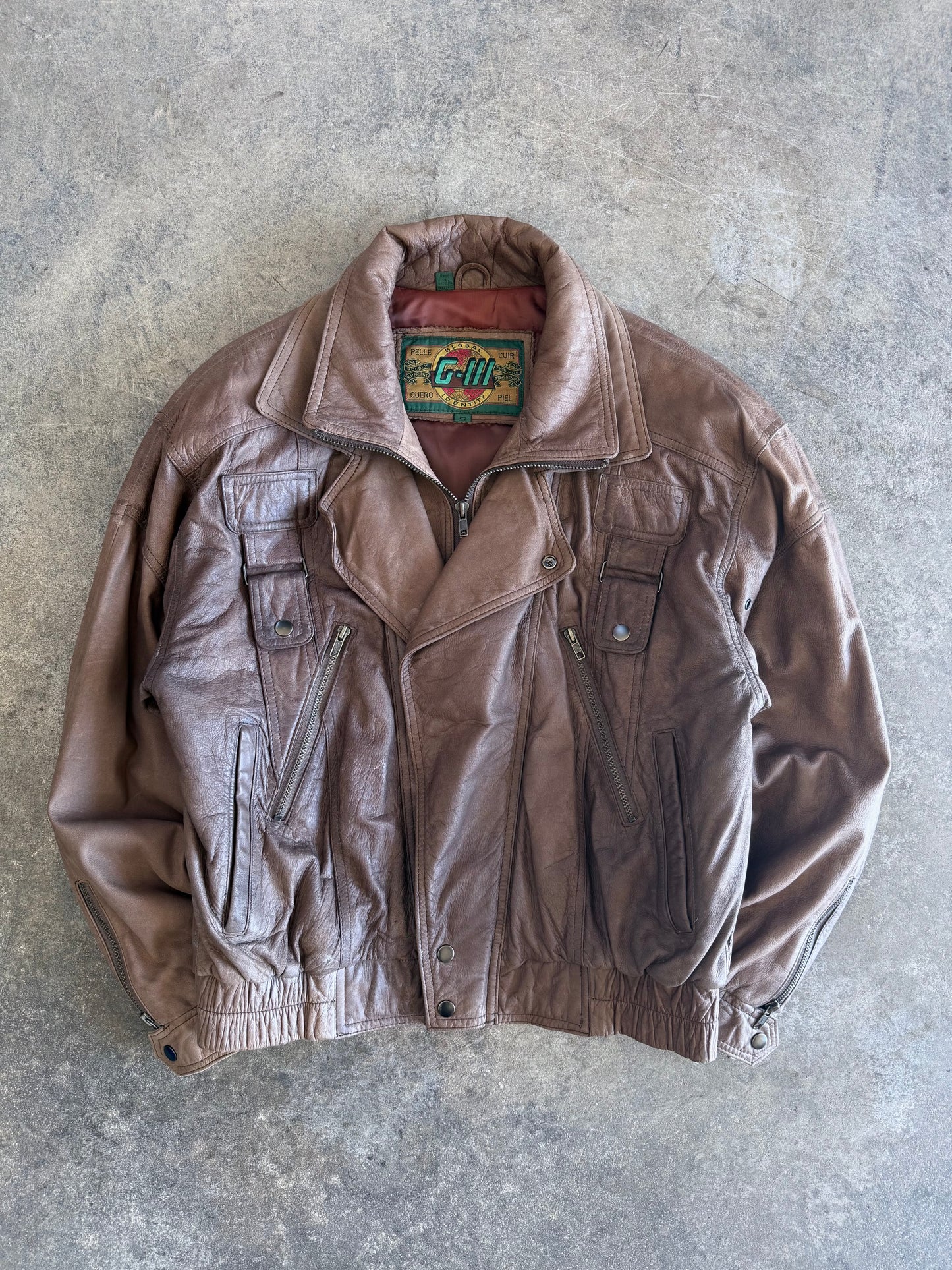 Leather Bomber Jacket - S