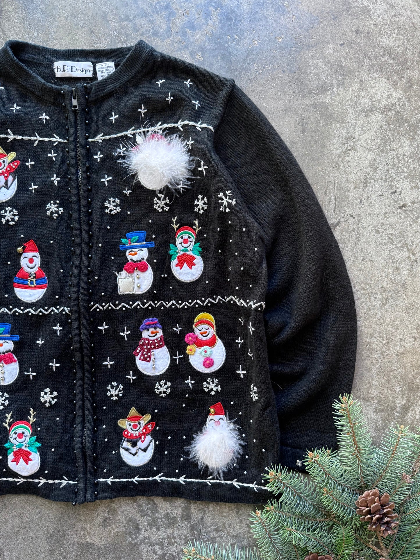 Snowman Zip Up Cardigan - XL